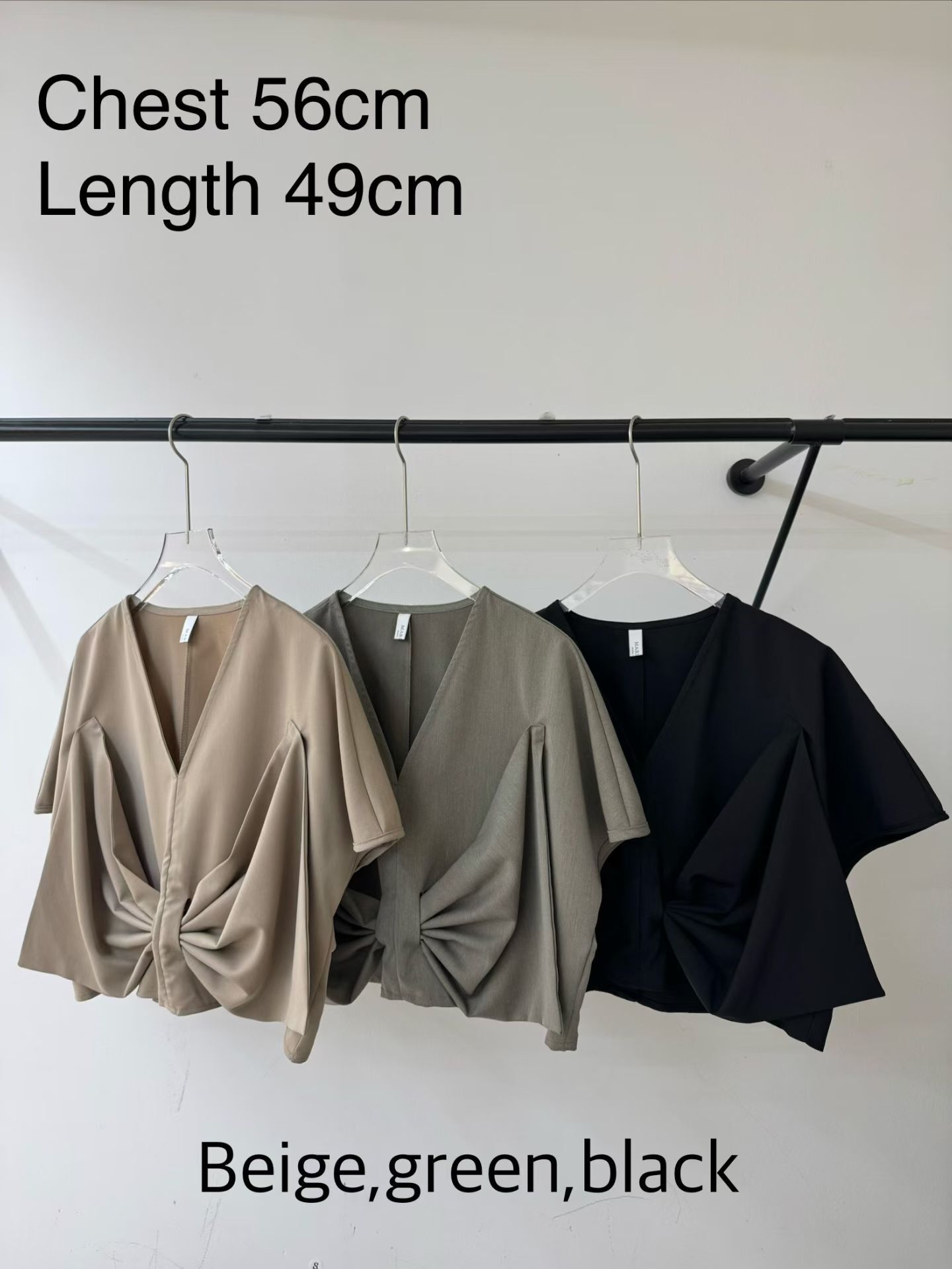 MG6012 蝴蝶結抓皺V領上衣