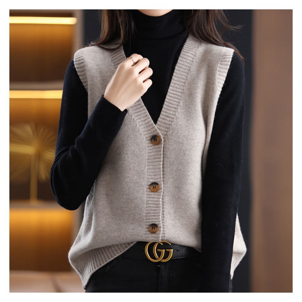 【ASister 小姊姊】 AS0664#針織背心☆日韓風*V領純色*3釦開襟無袖針織背心外套(4色_F)