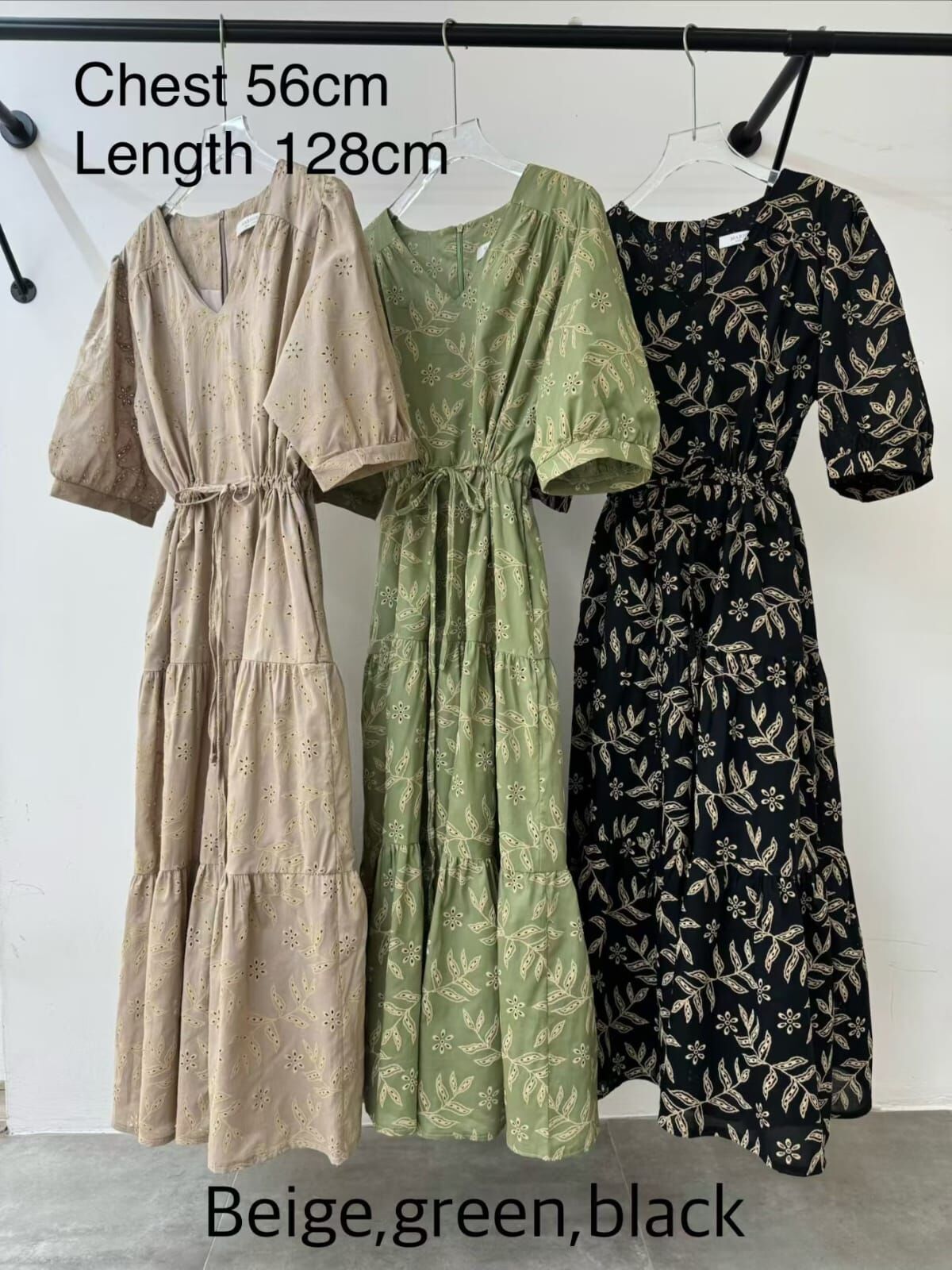 MG6016 葉子印花後拉鏈連衣裙