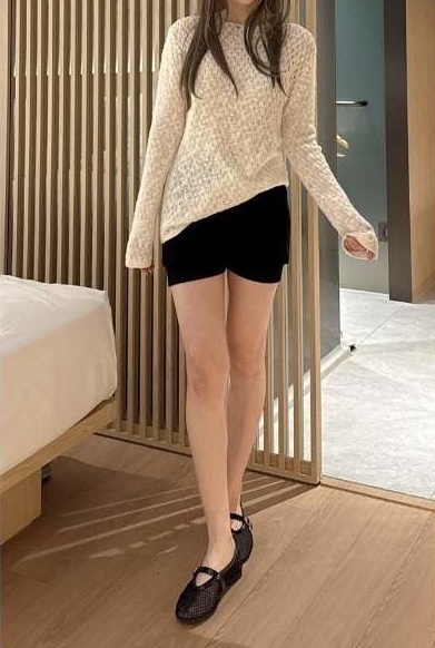 韓國連線 坑條鬆緊短褲裙