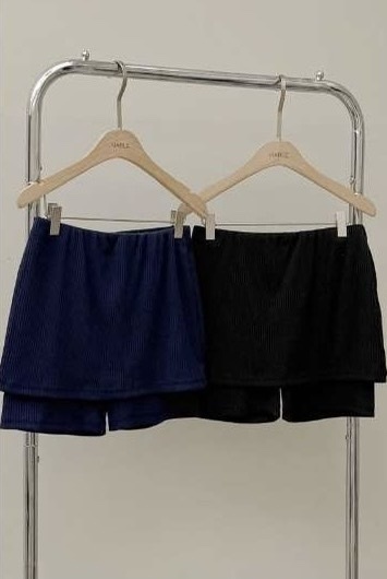 韓國連線 坑條鬆緊短褲裙