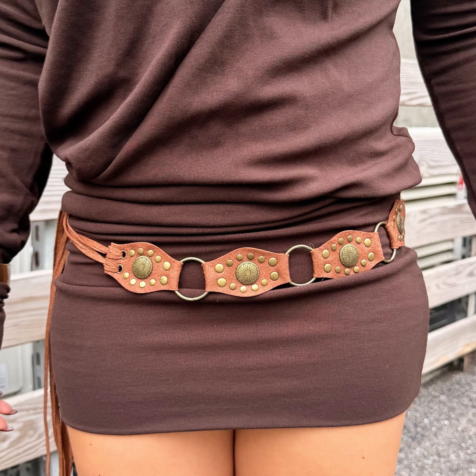 西部復古鉚釘麂皮感腰帶🏜️