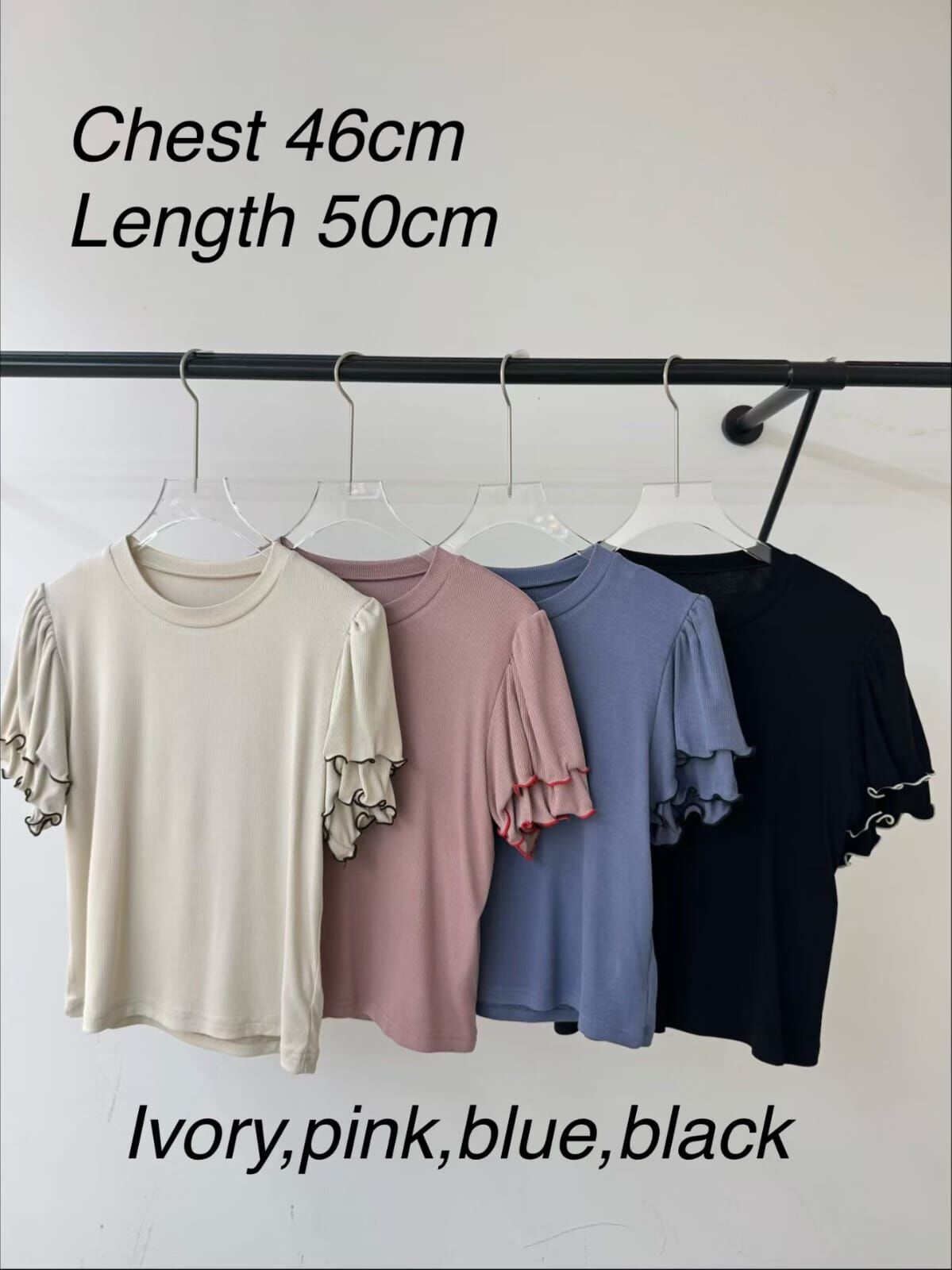 MG6019 雙層荷葉卷圓領棉上衣