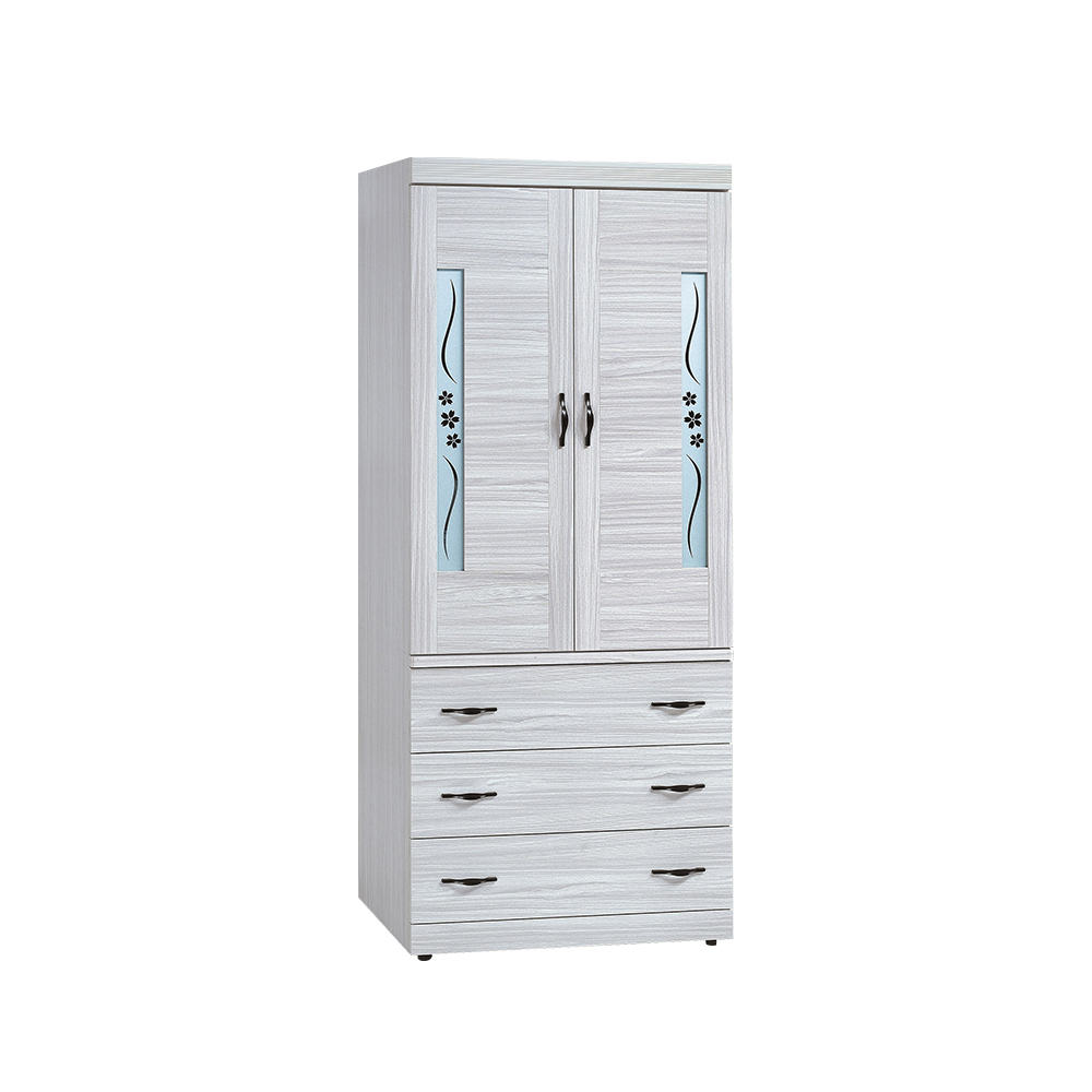 柏蒂家居-克勞2.7尺二門三抽衣櫃/衣櫥