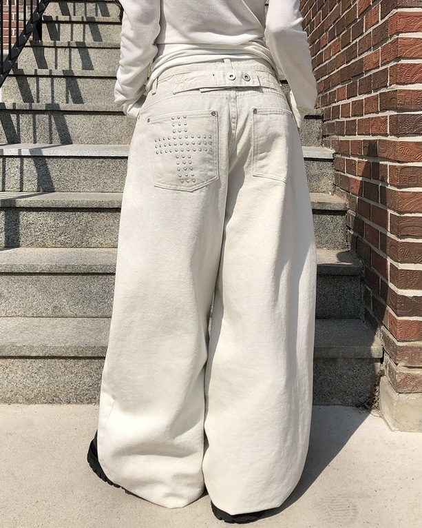 <正韓選品🇰🇷> 韓國 十字架 鉚釘 美式 寬鬆 氣球褲 三色