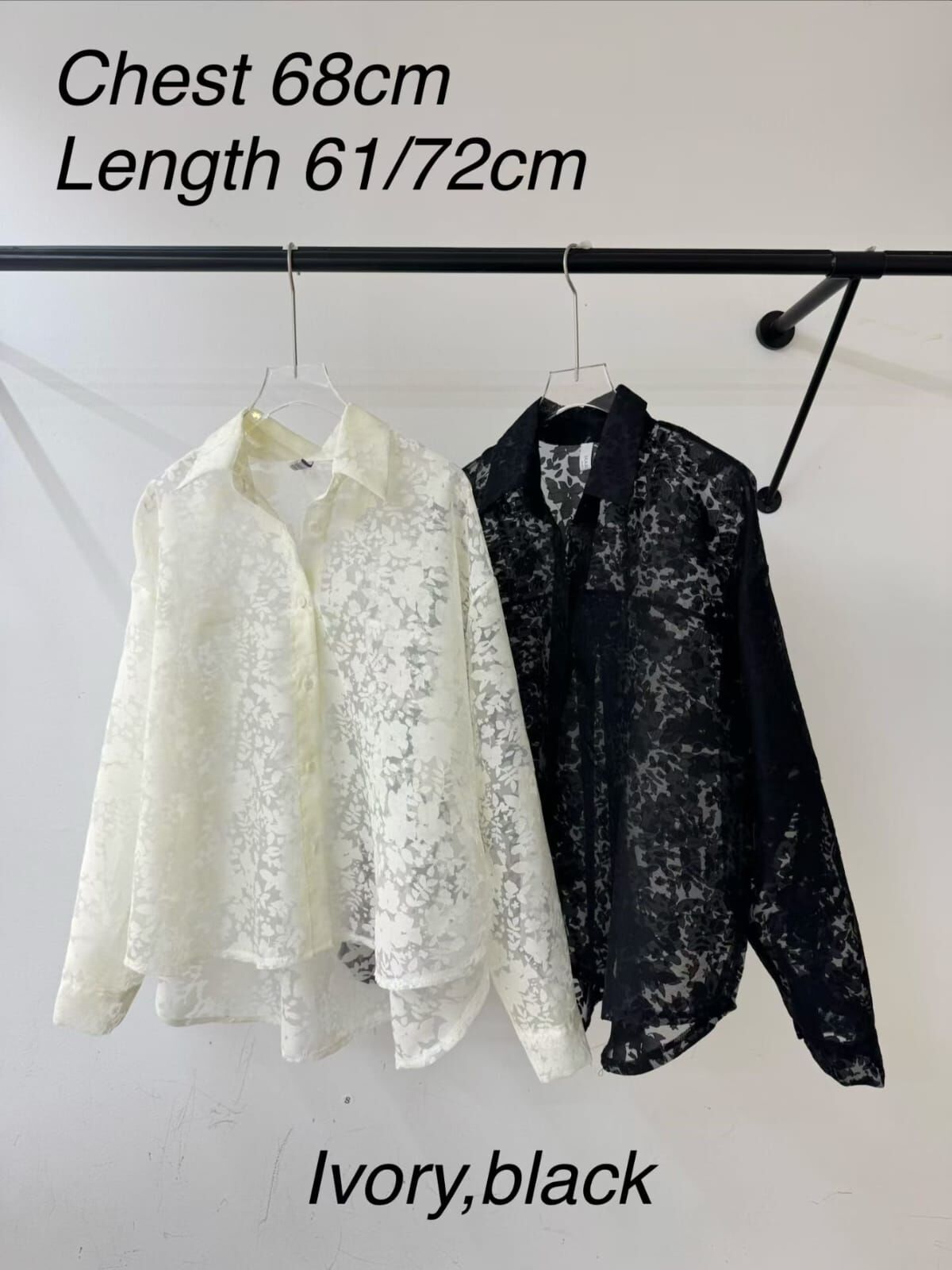 MG6021 透膚花紋長袖襯衫