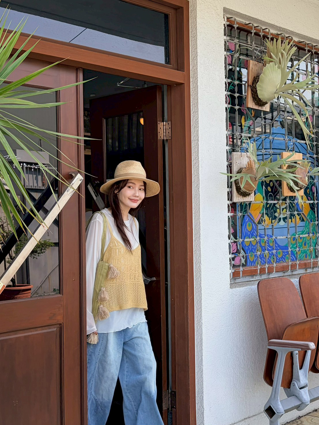 波浪紋簍空針織背心50851L01