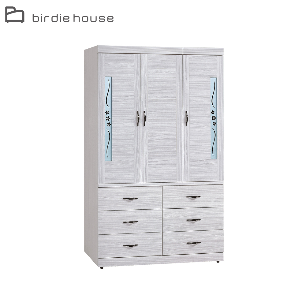 柏蒂家居-克勞4尺三門六抽衣櫃/衣櫥