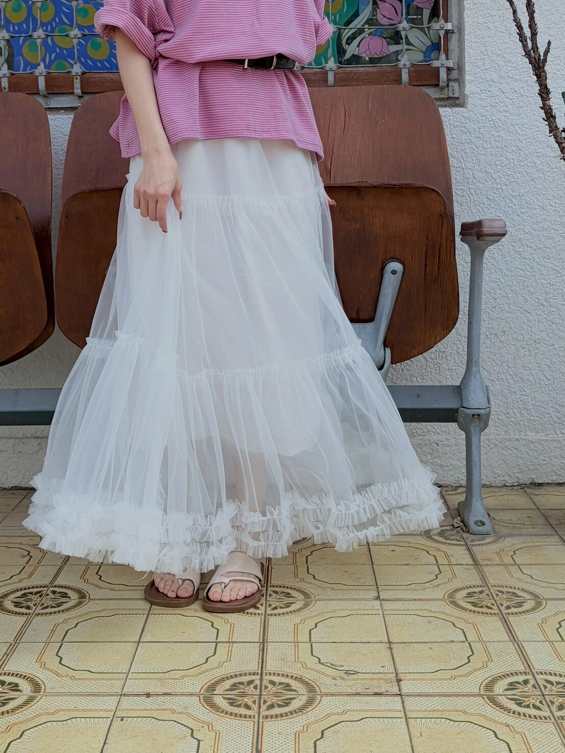 日系花邊微澎紗裙9613L16