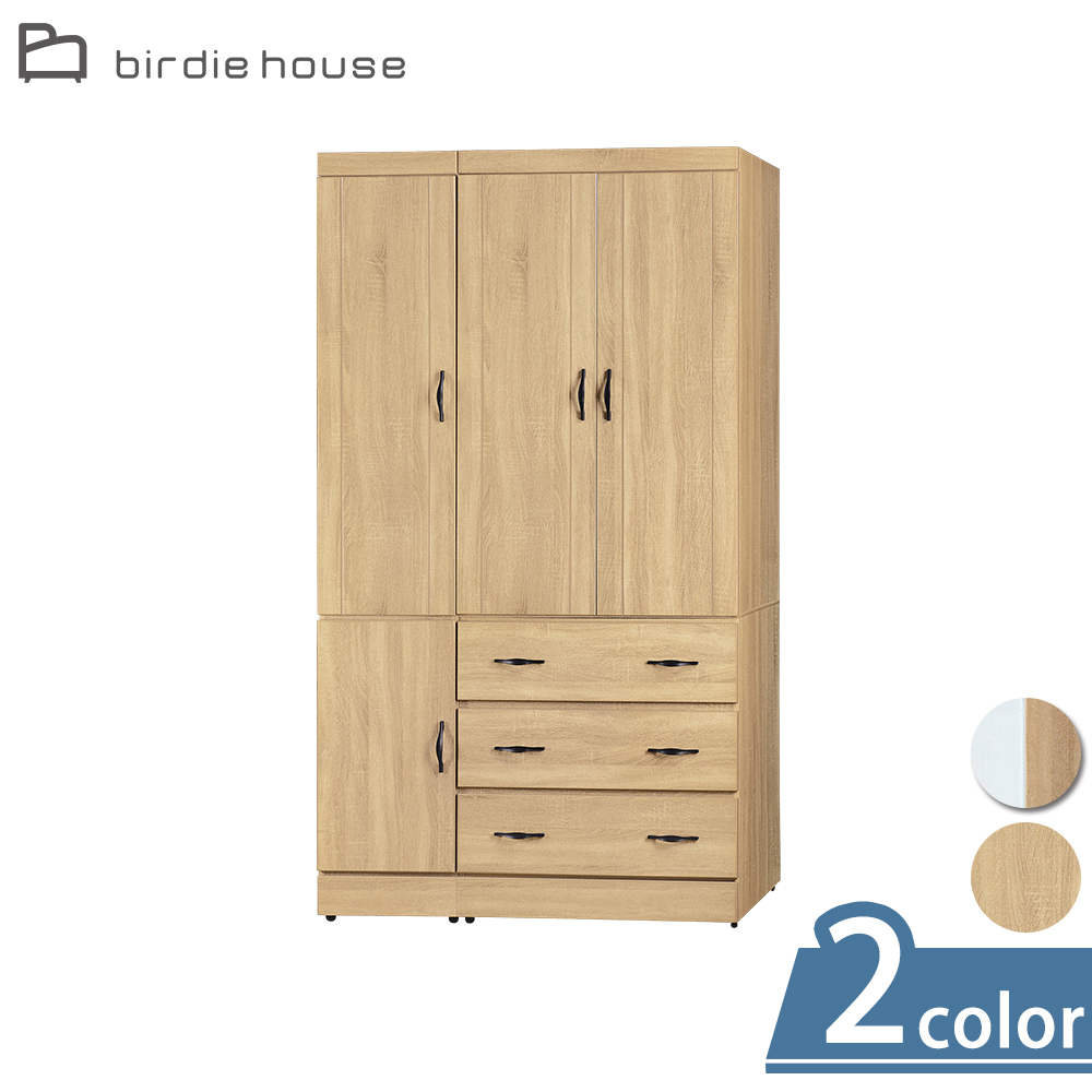 柏蒂家居-亞當斯3.8尺四門三抽衣櫃/衣櫥(兩色可選)