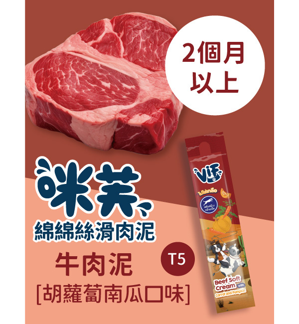 T5 牛肉泥胡蘿蔔南瓜口味 綿綿絲滑肉泥｜咪芙 ViF