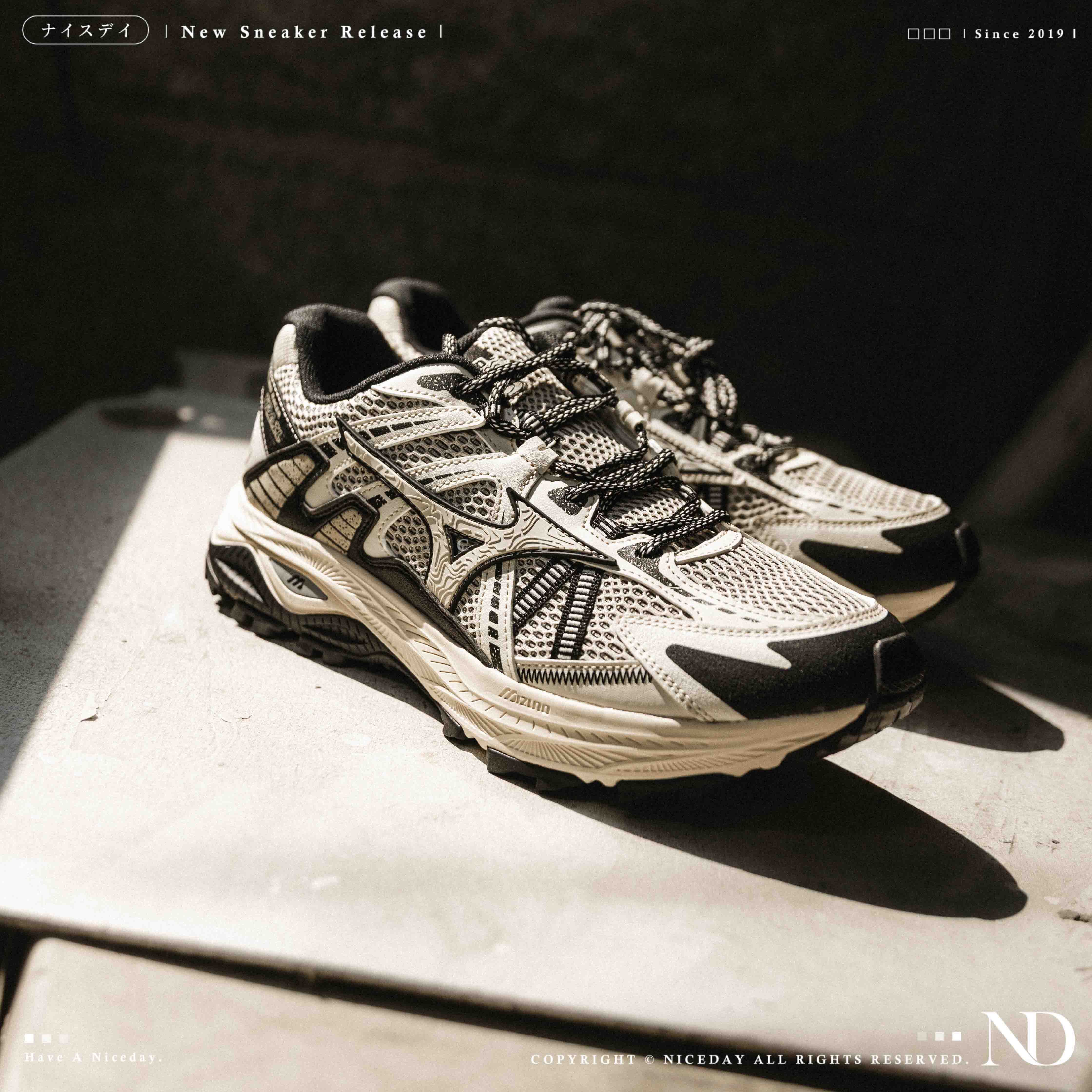 NICEDAY 代購 MIZUNO RACER TRAIL 米白 黑 鋸齒 戶外 機能 Y2K D1GH223801