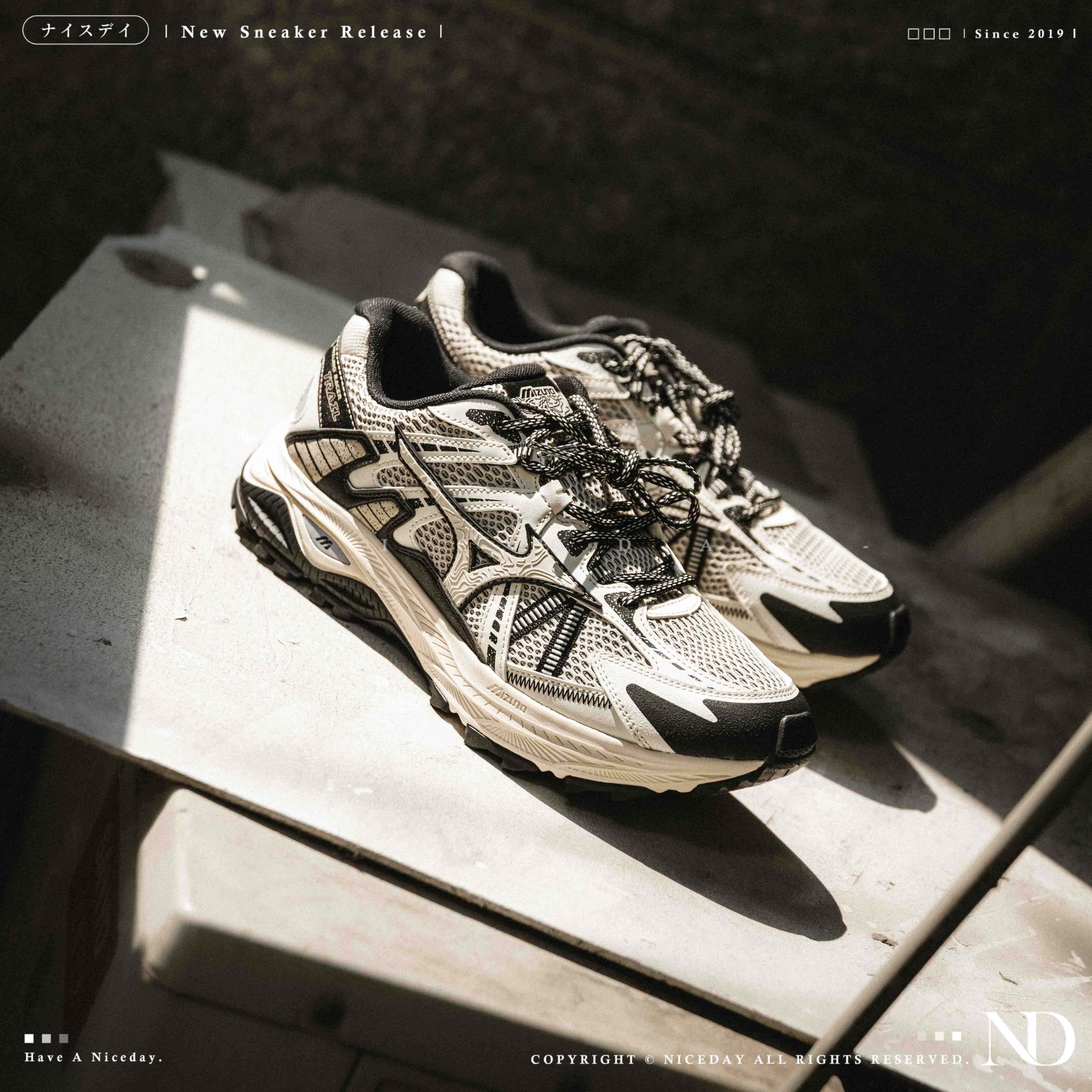 NICEDAY 代購 MIZUNO RACER TRAIL 米白 黑 鋸齒 戶外 機能 Y2K D1GH223801