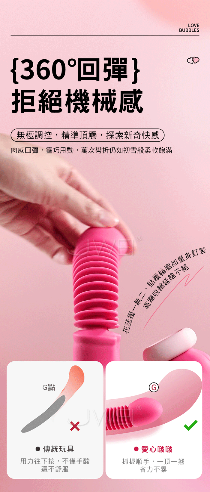 愛心啵啵．7頻伸縮頂震+5頻深吻真吸 環片剮蹭真人體溫按摩棒