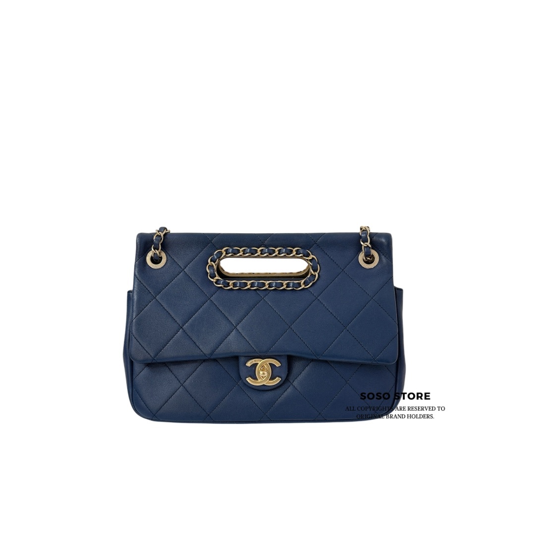 Chanel A Real Catch Flap Bag - Navy Blue / GHW