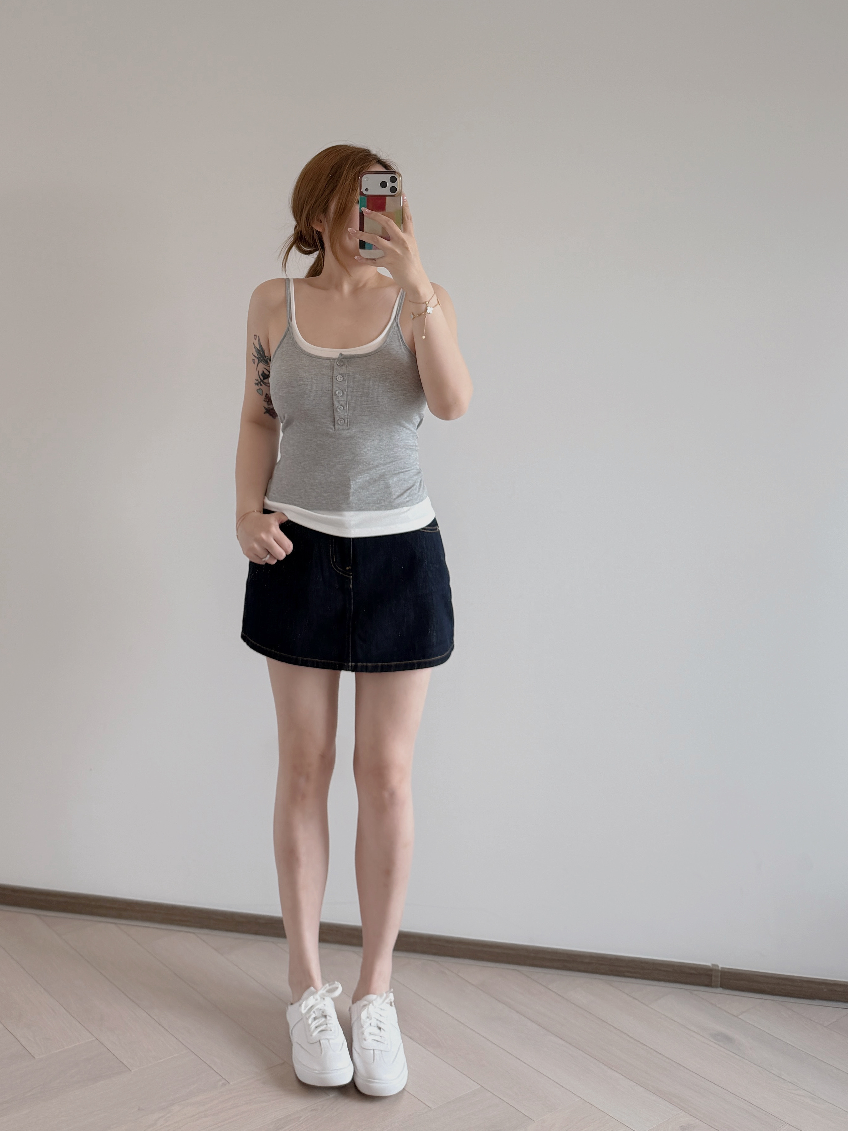 現貨 4010 拼色灰撞白假兩件Bra Top