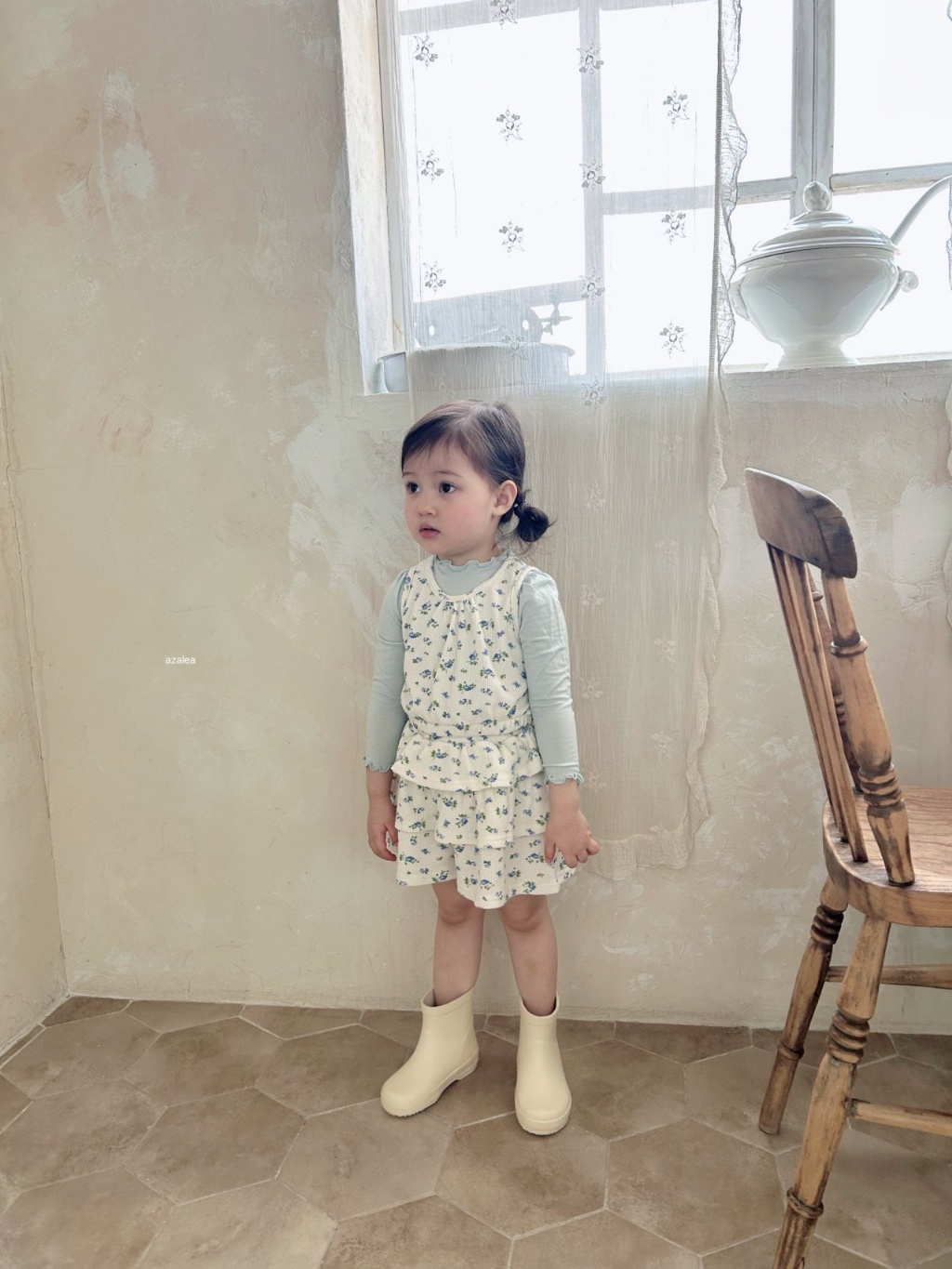 正韓夏azalea 兩色碎花蛋糕褲