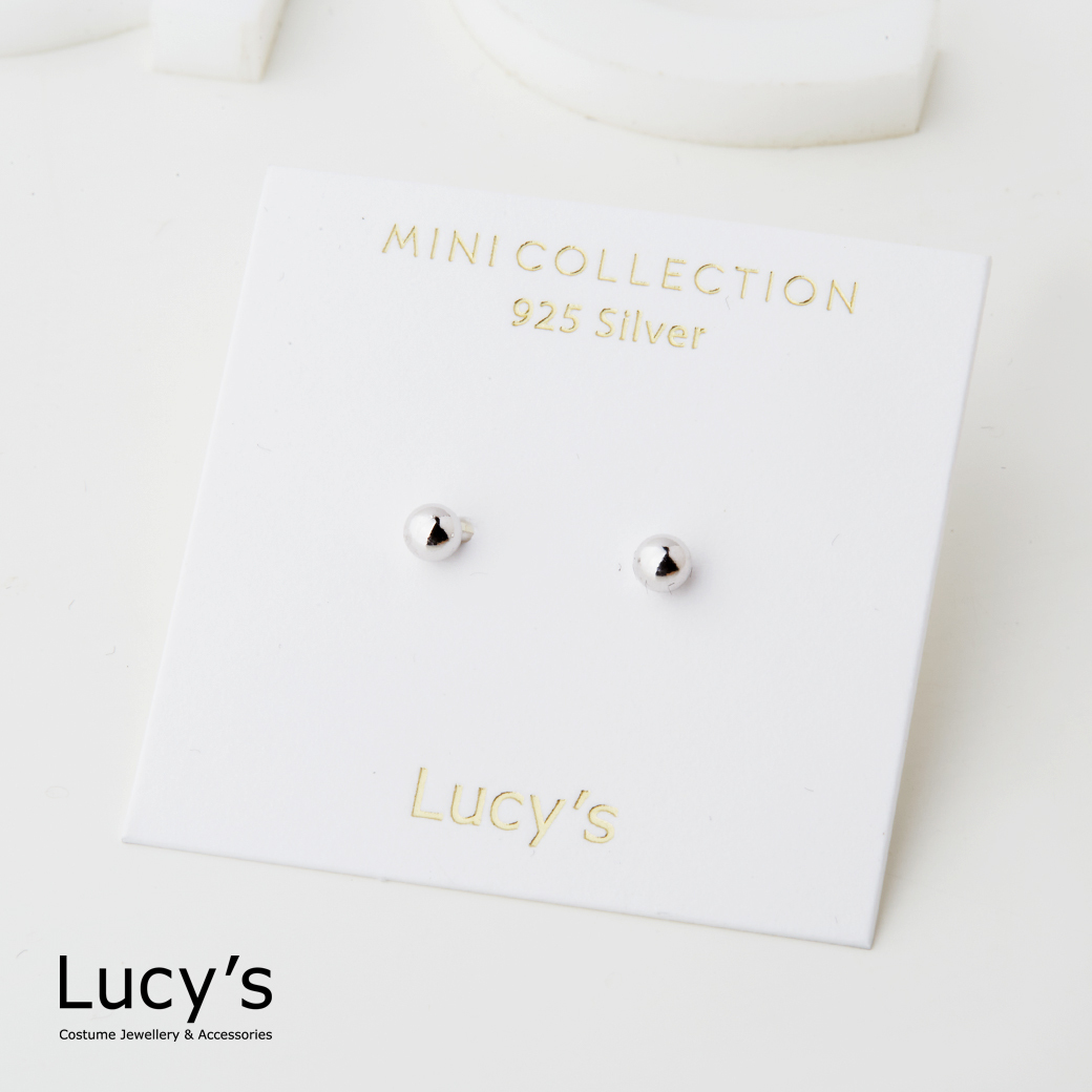 *925純銀〔輕銀系列〕迷你圓珠 耳環 (二色) (128035/128036)