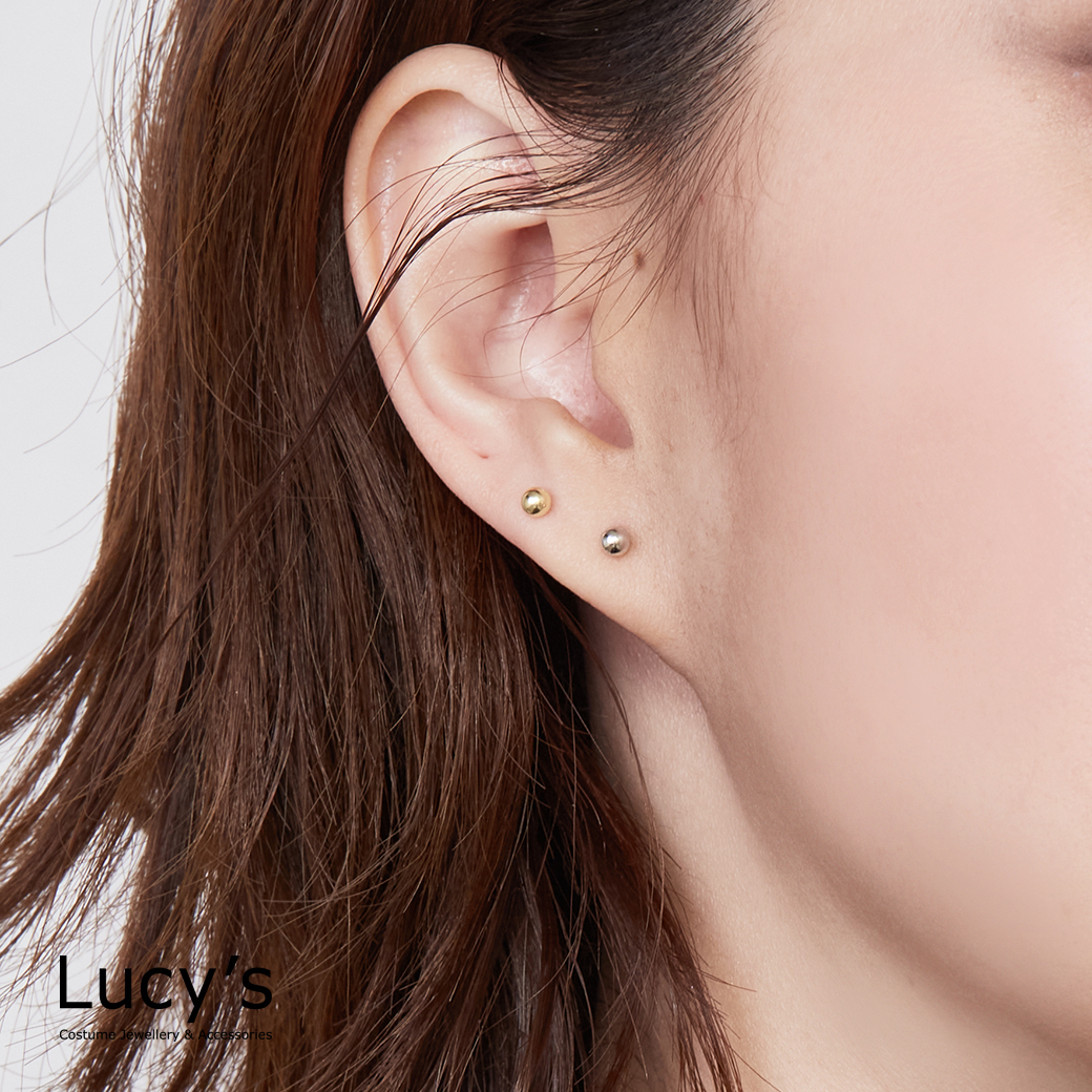 *925純銀〔輕銀系列〕迷你圓珠 耳環 (二色) (128035/128036)