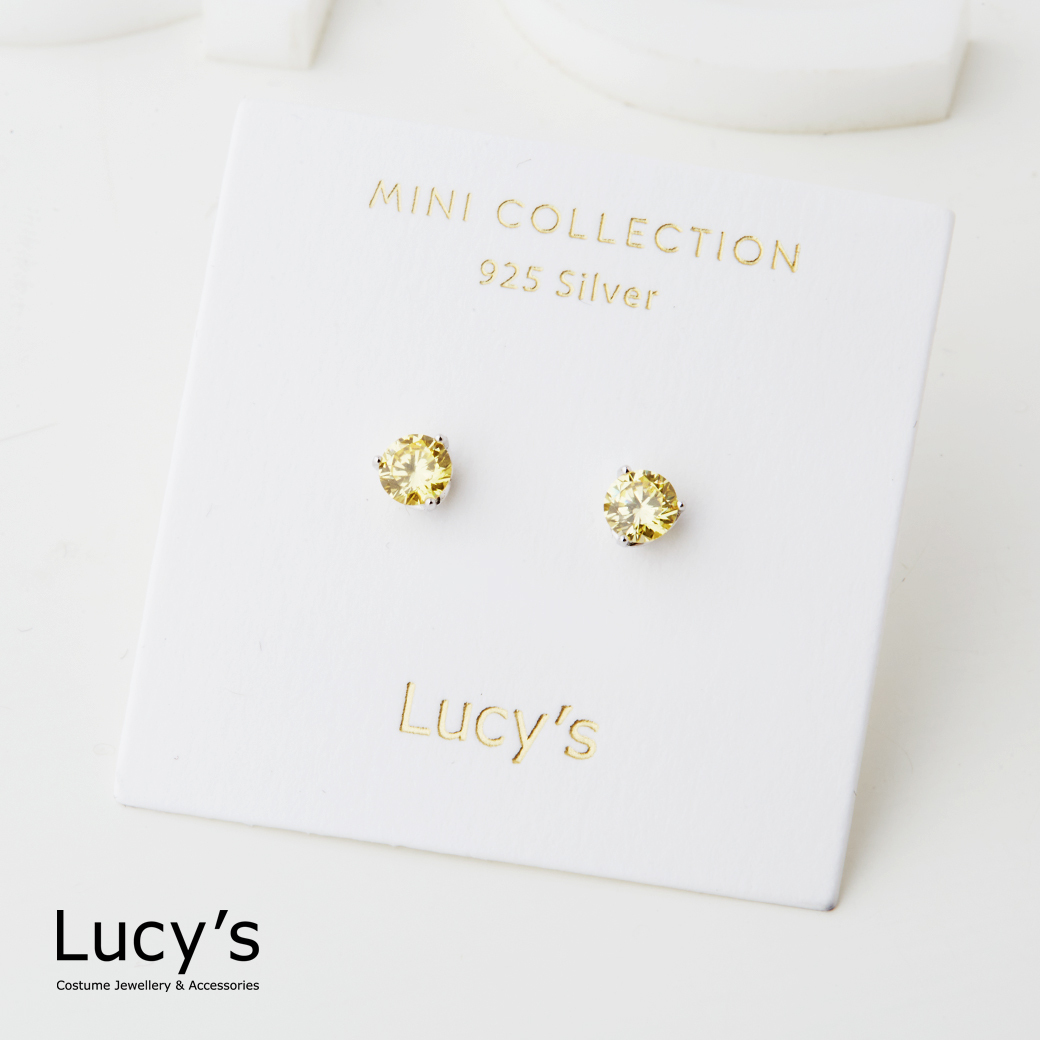 *925純銀〔輕銀系列〕三爪單鑽 耳環 (二色) (126947/126948)