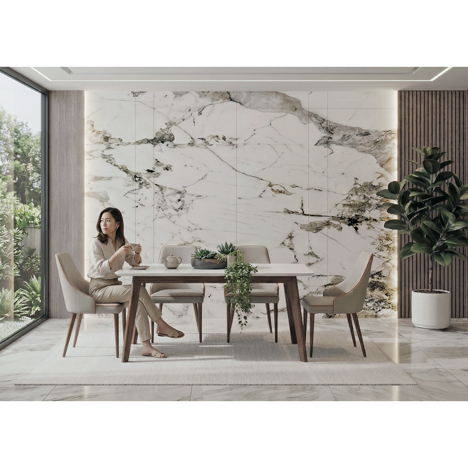 Husa 宋溪木▪石英石面餐桌160/180cm〔DS247B〕