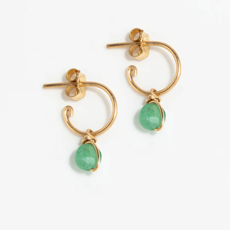 1YA0326-177 [YAY PARIS] Stella Mini Hoop Earrings Aventurine Laminated Gold #24SSC-301pden131 (EU)