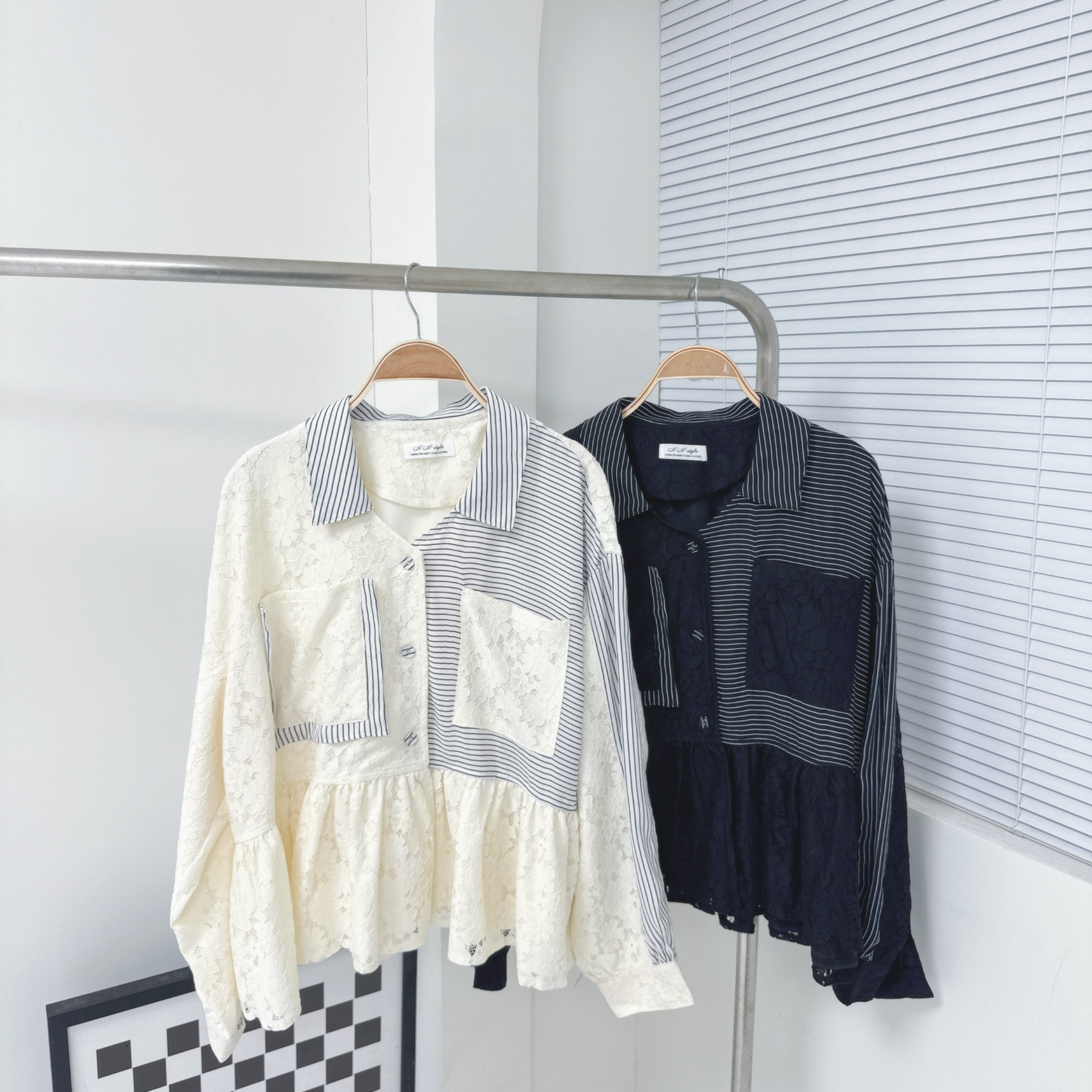 【廠家制】Lace拼橫間兩著TOP (H9-H10)