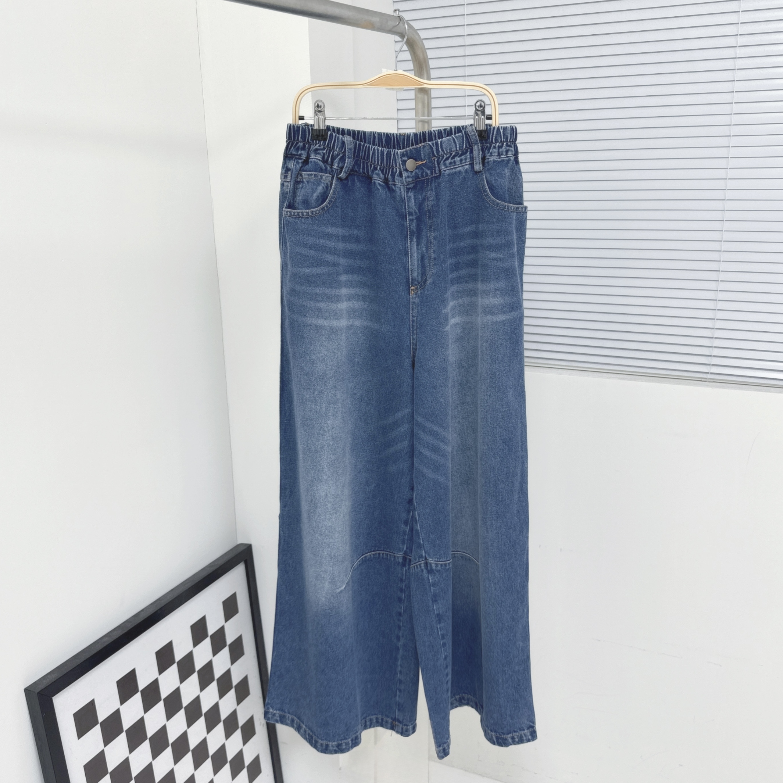 【廠家制】全橡筋腰彎刀闊牛仔褲 (H26)