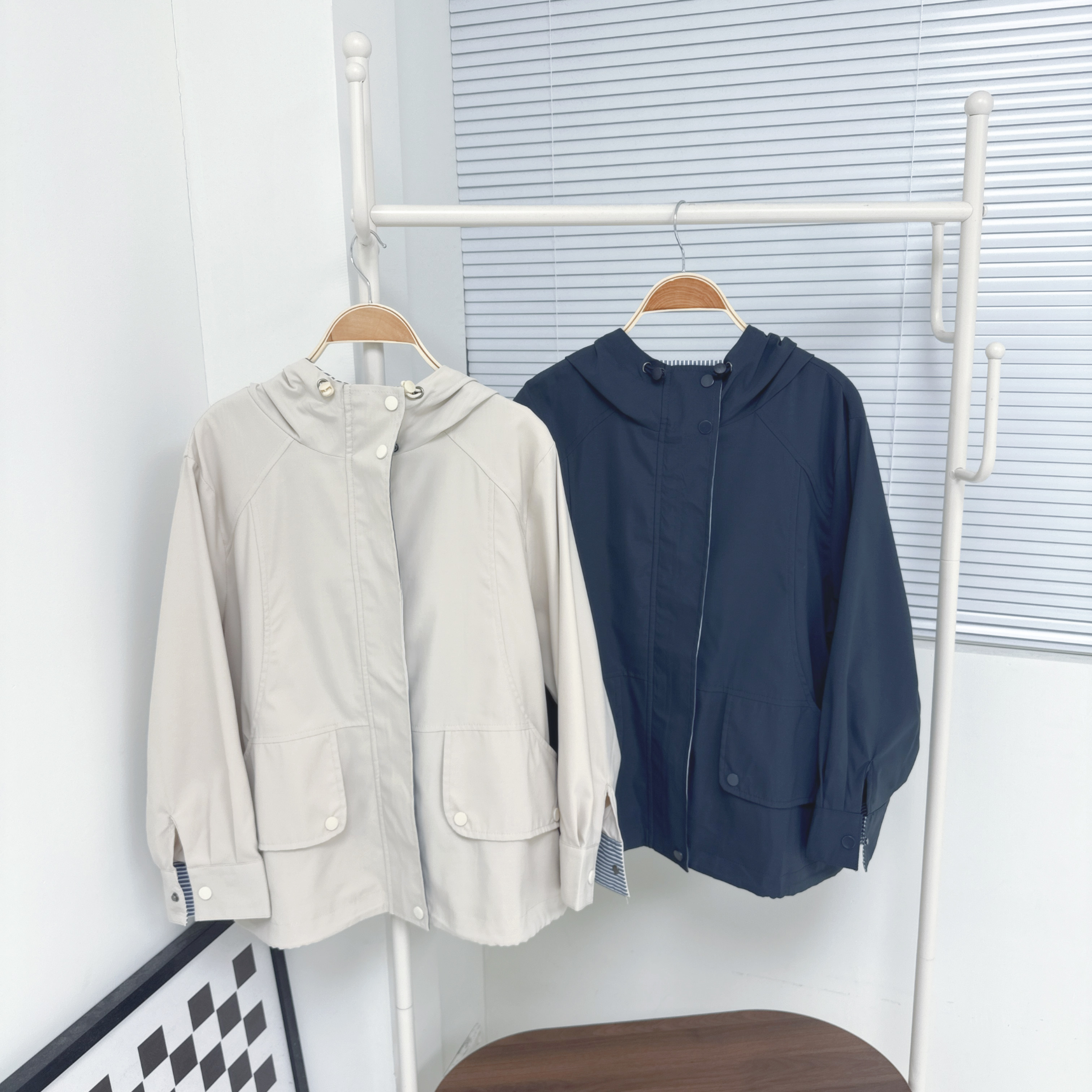 【廠家制】內拼條子風衣外套 (H33-H34)