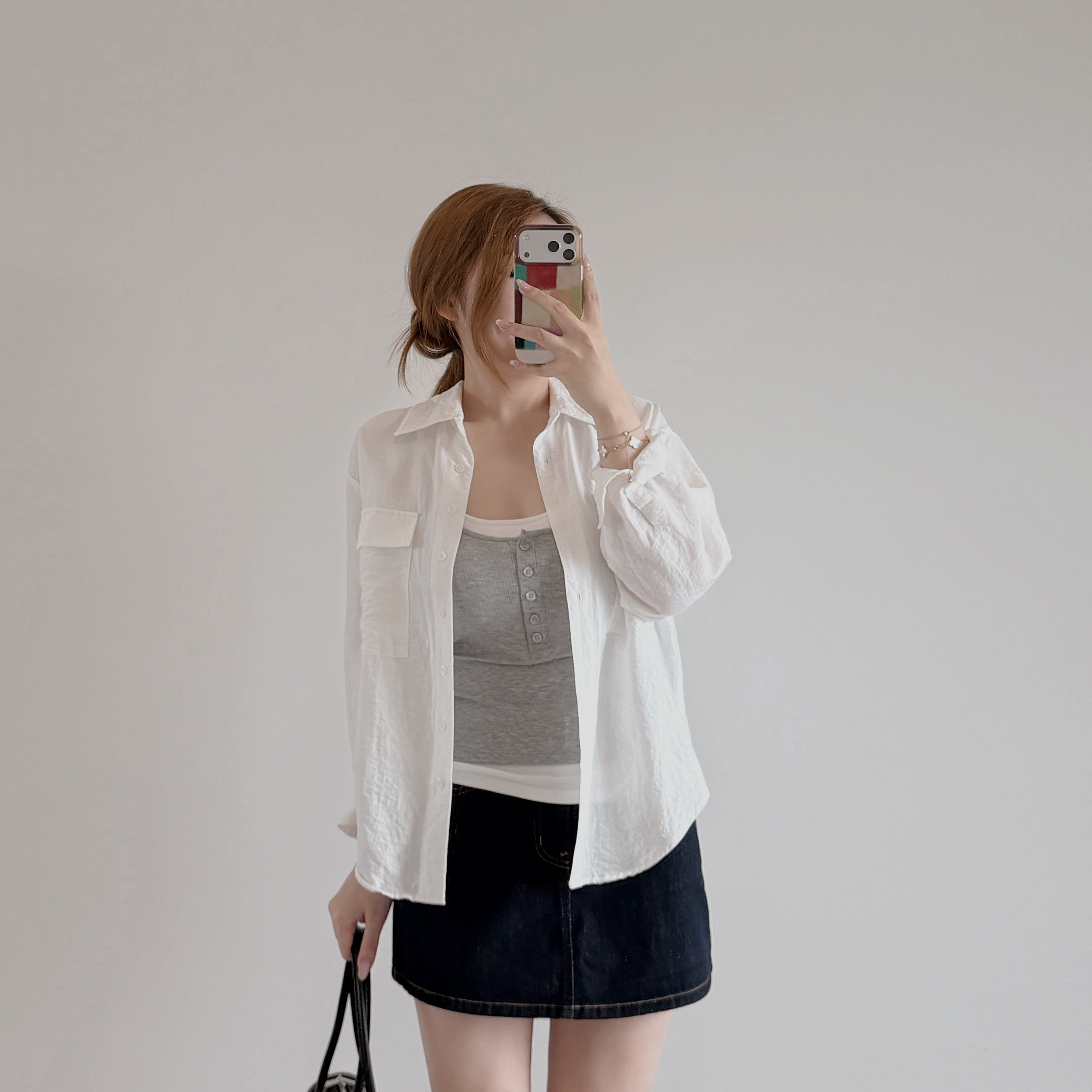 現貨 4010 拼色灰撞白假兩件Bra Top