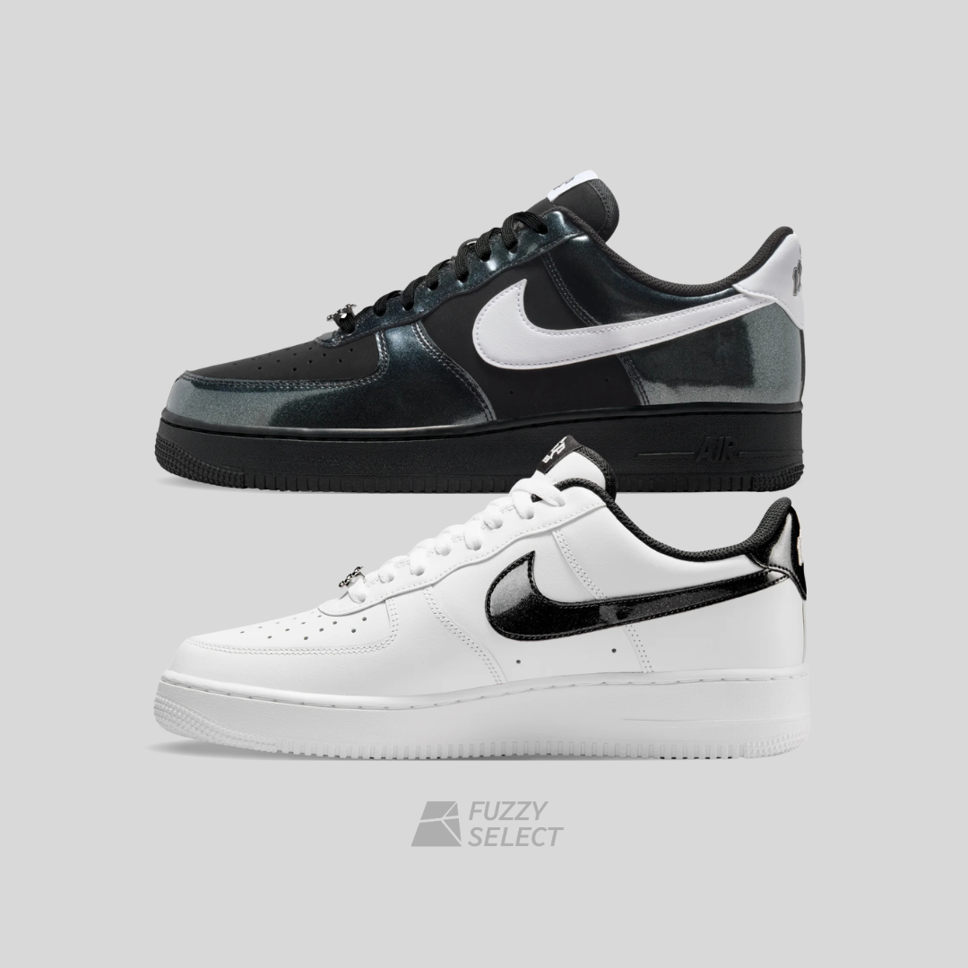 【逢甲 FUZZY】Nike Air Force 1 '07  漆皮亮面 歌德字 刺繡 金屬 黑白 IB6843-001 白黑 HF2898-101