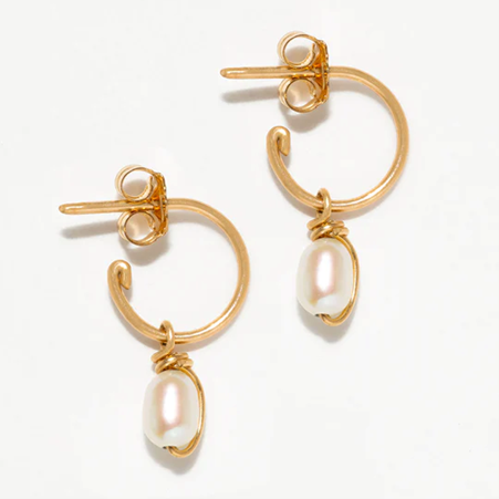 1YA0326-179 [YAY PARIS] Stella Mini Hoop Earrings Cultured Pearls Laminated Gold #22AHC-301pden101 (EU)