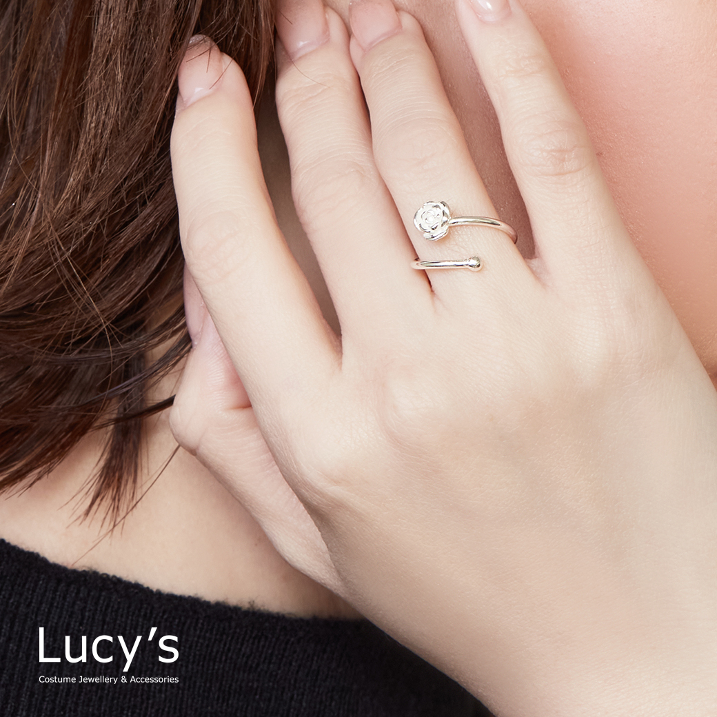 925純銀 小玫瑰 開口戒 (127550)