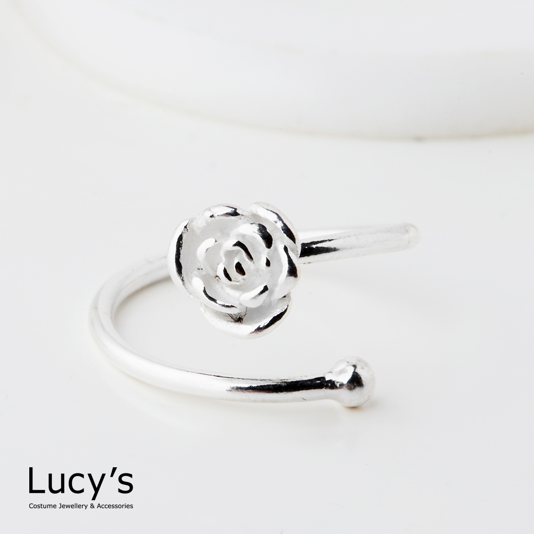 925純銀 小玫瑰 開口戒 (127550)