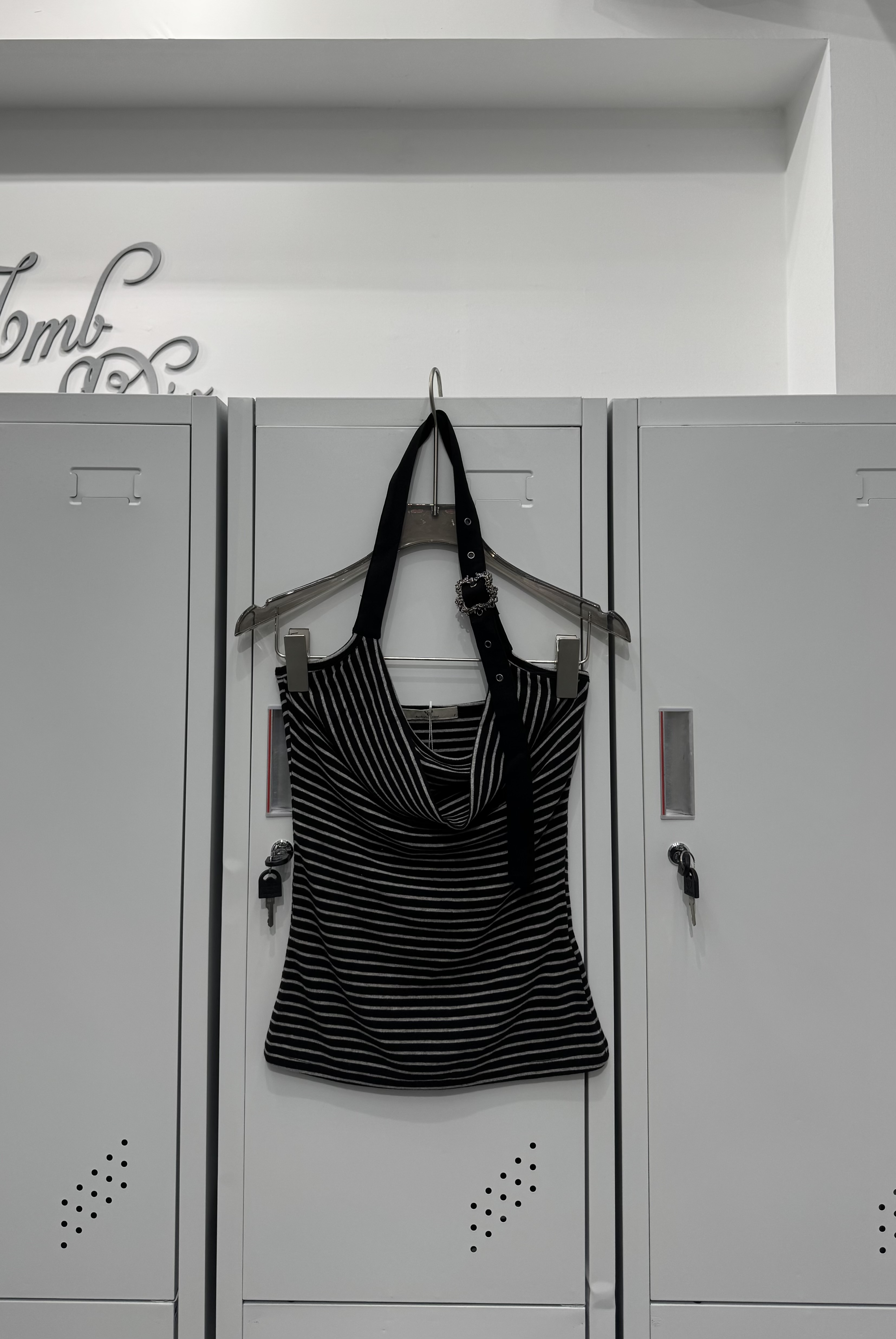 條紋墜感繞脖背心