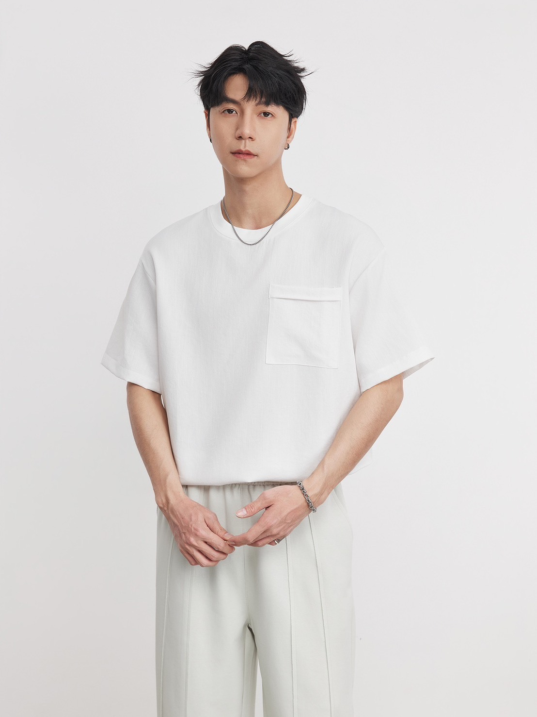 No.1674 男款日系簡約口袋短T