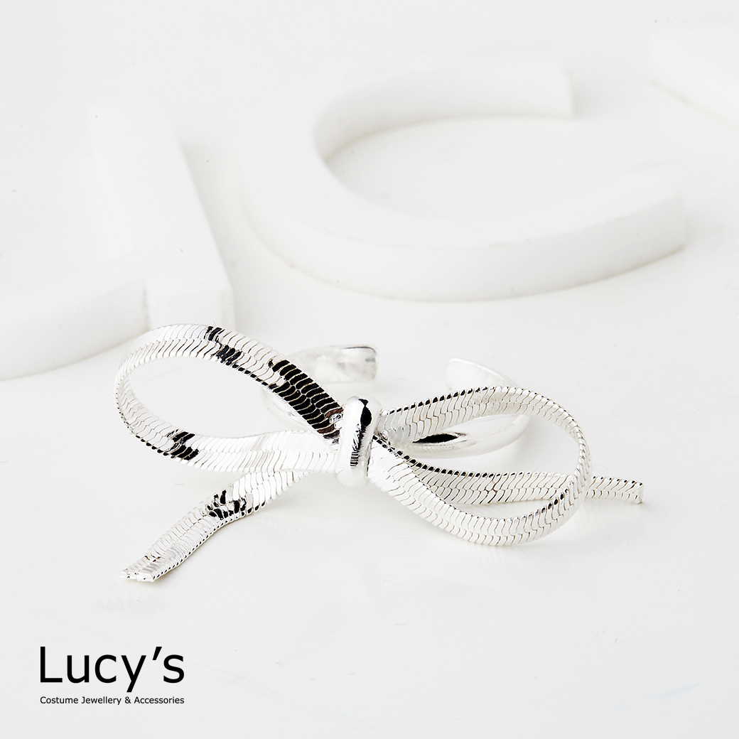 銀鍊緞帶 開口戒 (125695)