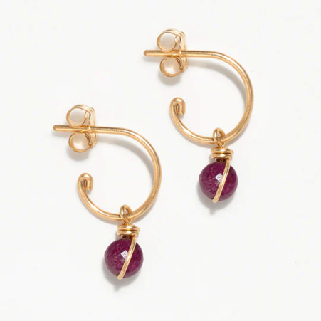 1YA0326-180 [YAY PARIS] Stella Mini Hoop Earrings Ruby Laminated Gold #23SSC-301pden130 (EU)