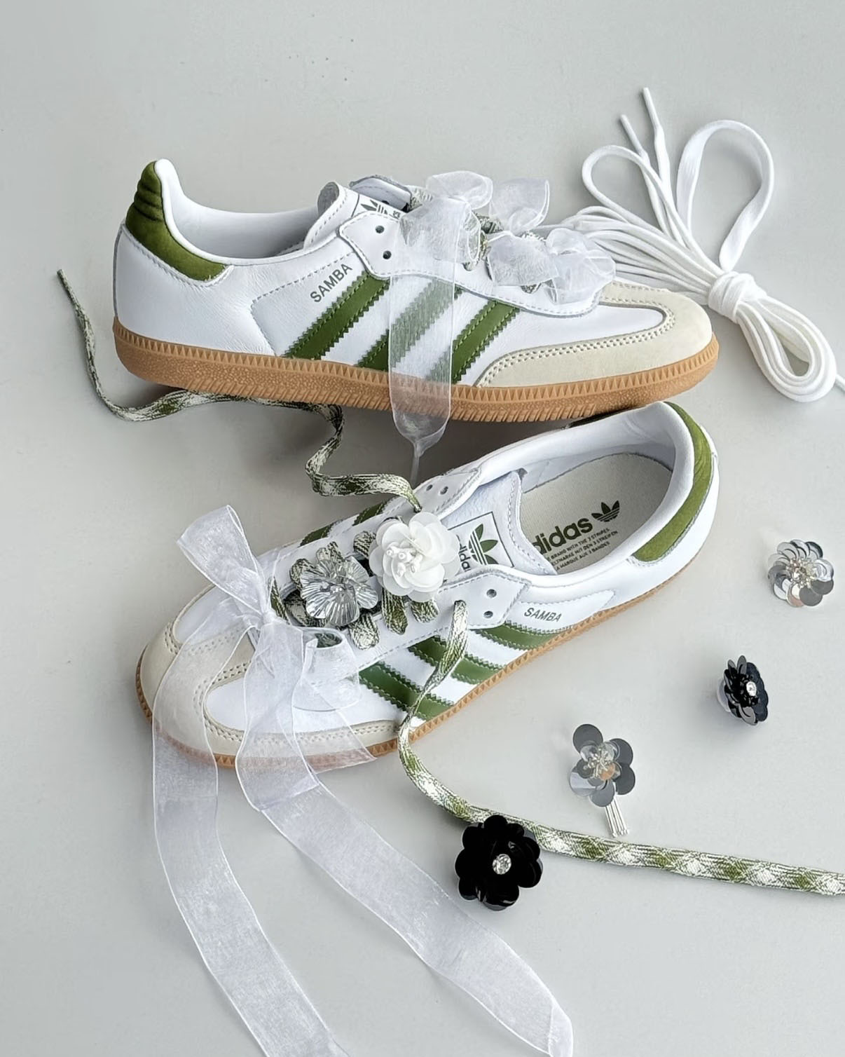 ADIDAS SAMBA OG 酪梨綠 抹茶綠 白色 焦糖底 復古 編織鞋帶 女鞋 JS1352 / 預購