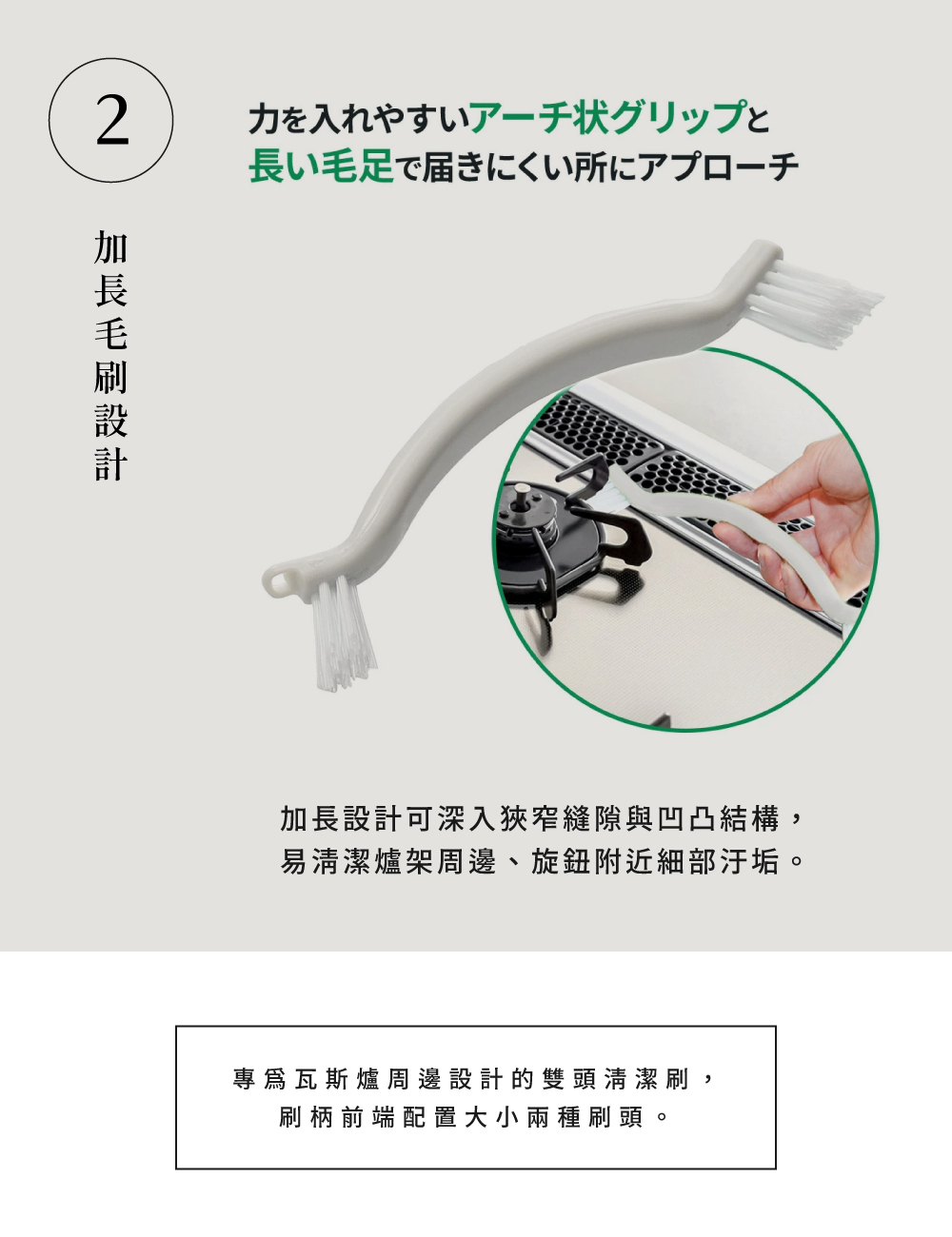 《azuma》瓦斯爐污垢V型雙頭清潔刷