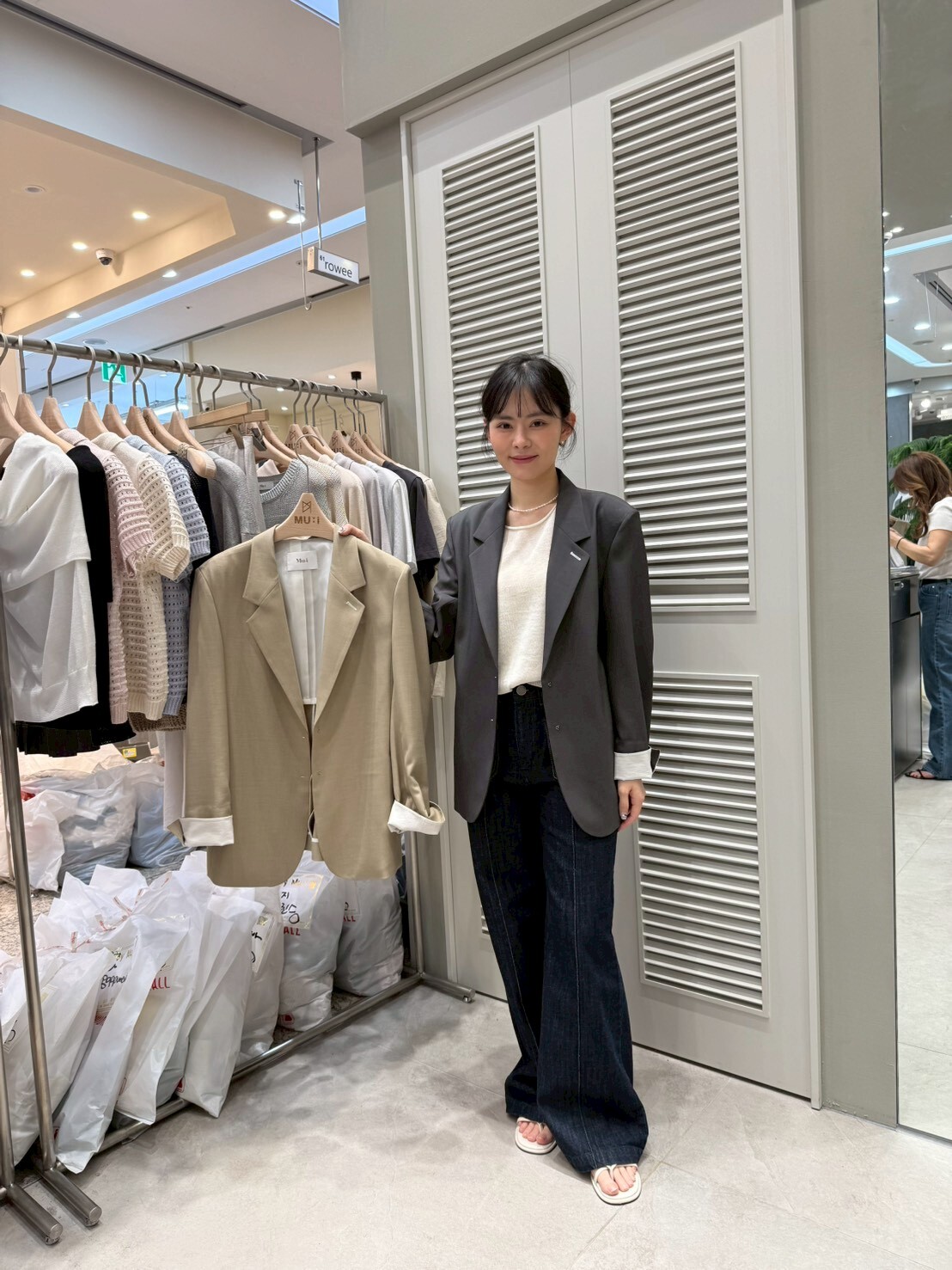 MU6046 拼色反袖西裝外套