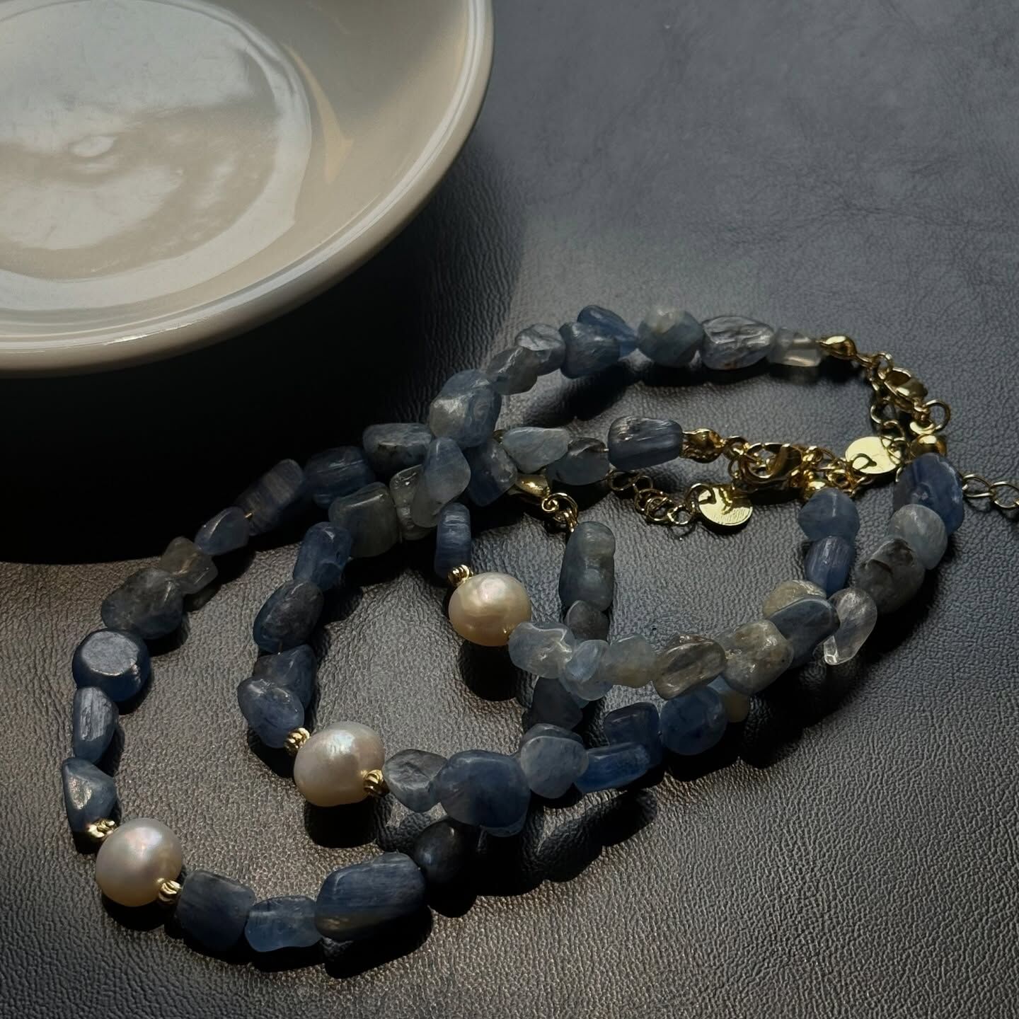 [原石] 藍晶石+淡水珍珠 手鍊