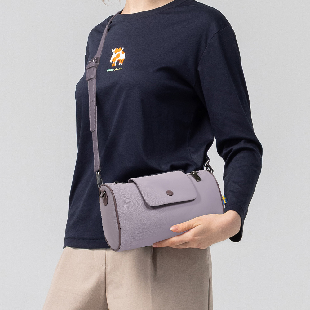 moz瑞典 駝鹿 防潑水 雲朵 圓筒包(薰衣草紫)M