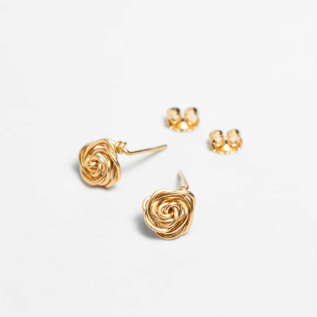 1YA0326-183 [YAY PARIS] Twisted Flower Earrings Laminated Gold #7ftpu100 (EU)