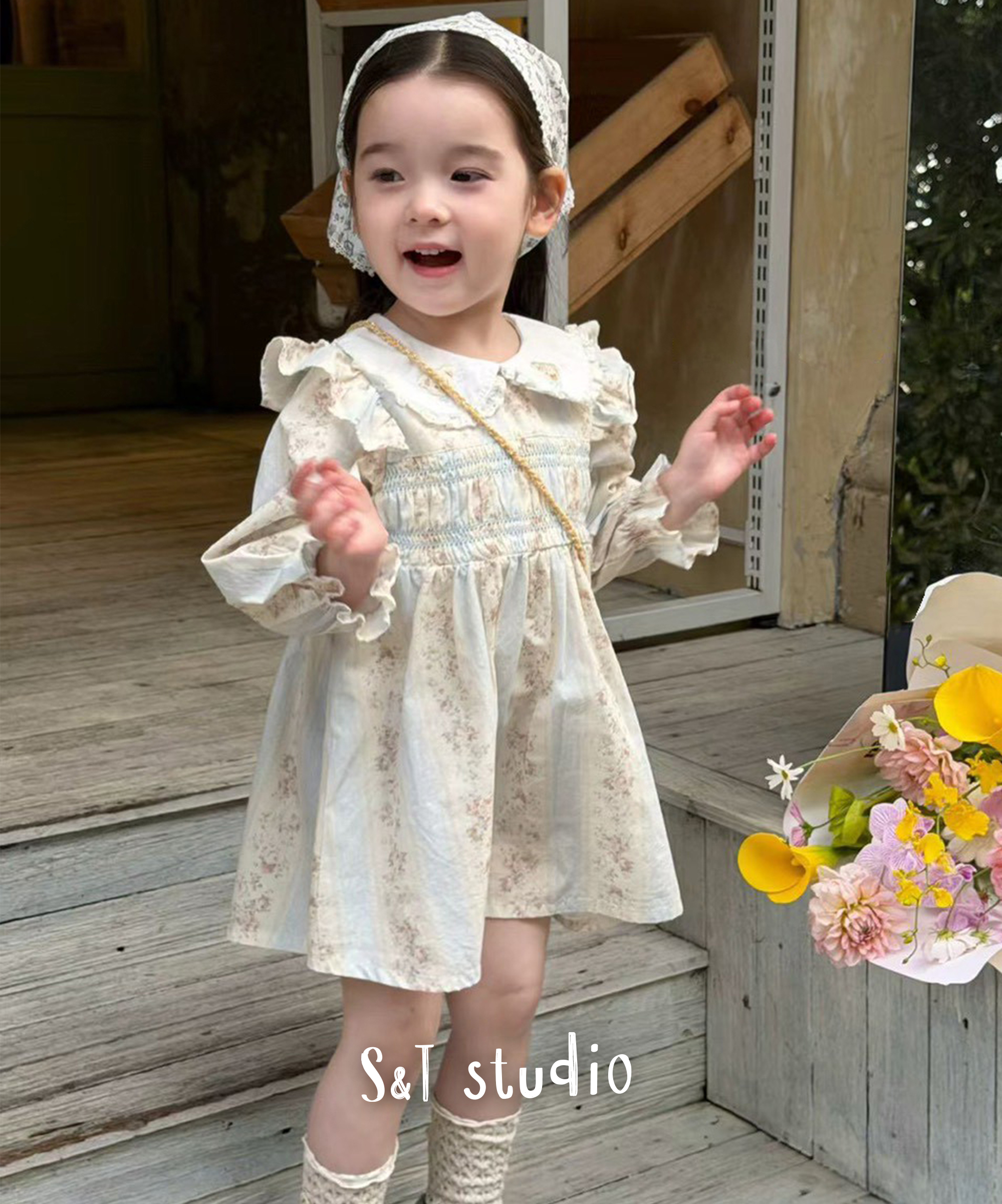 日系印花圓領洋裝(90-130)