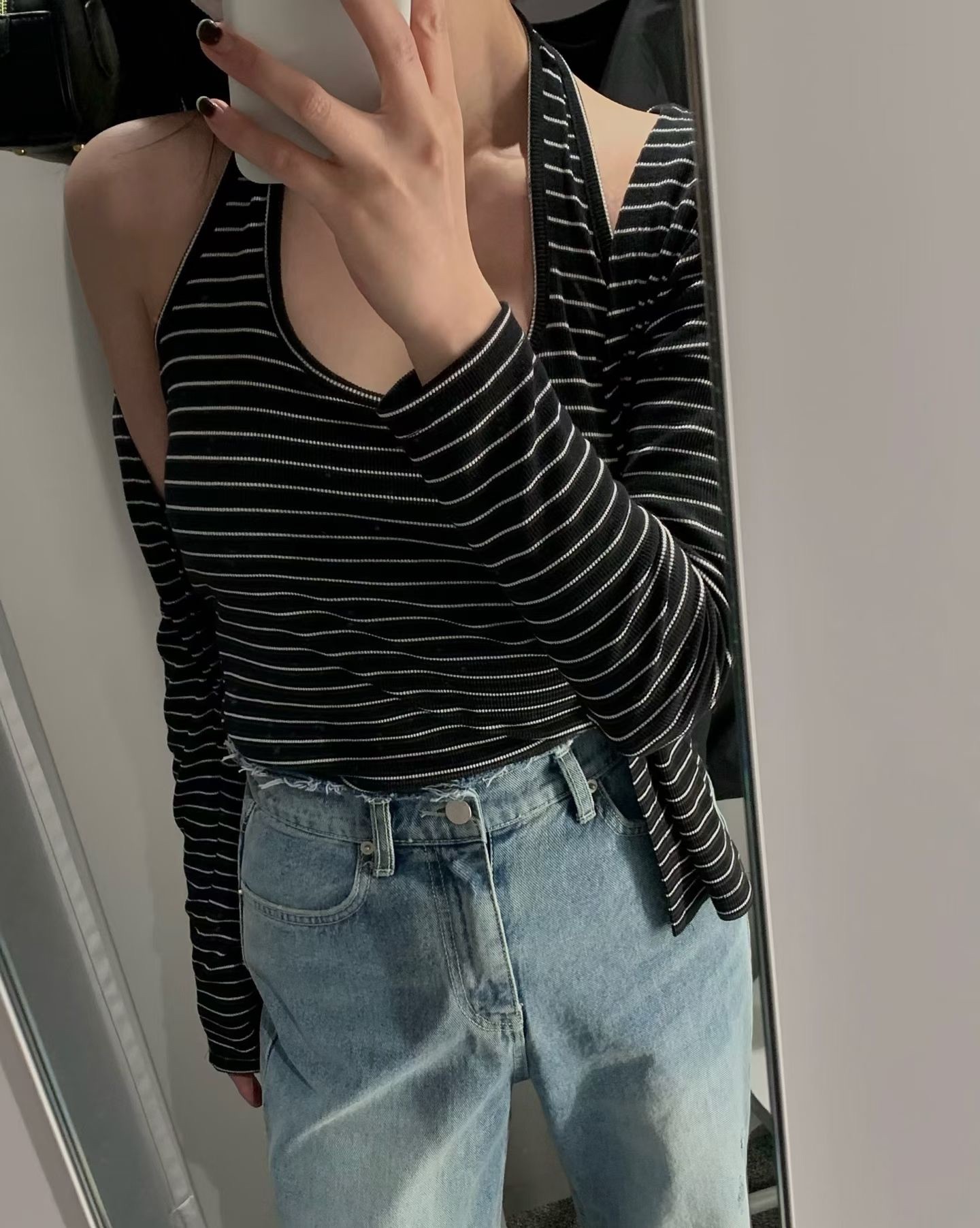 韓國條紋背心/外套