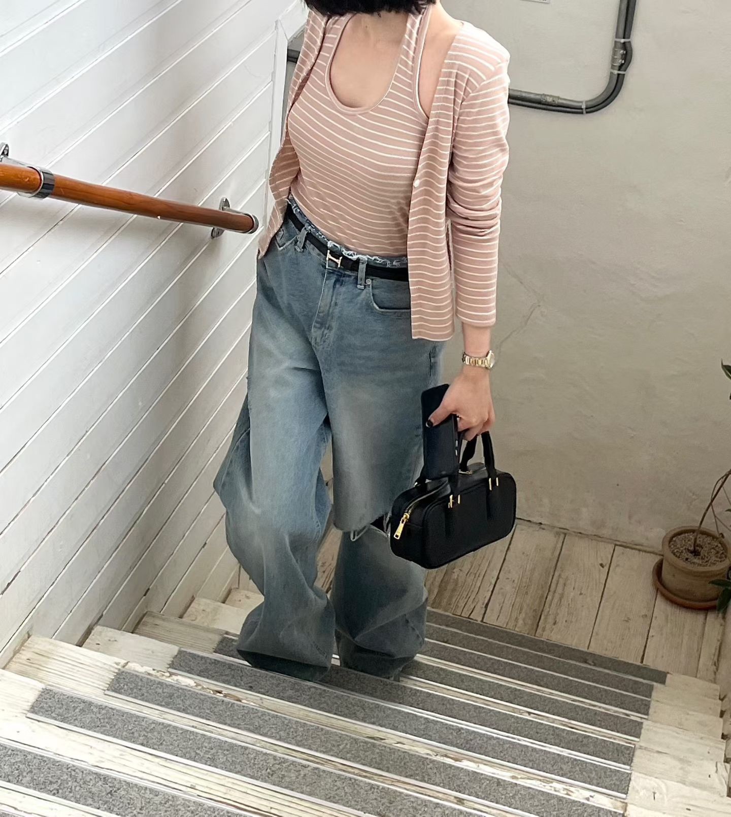 韓國條紋背心/外套