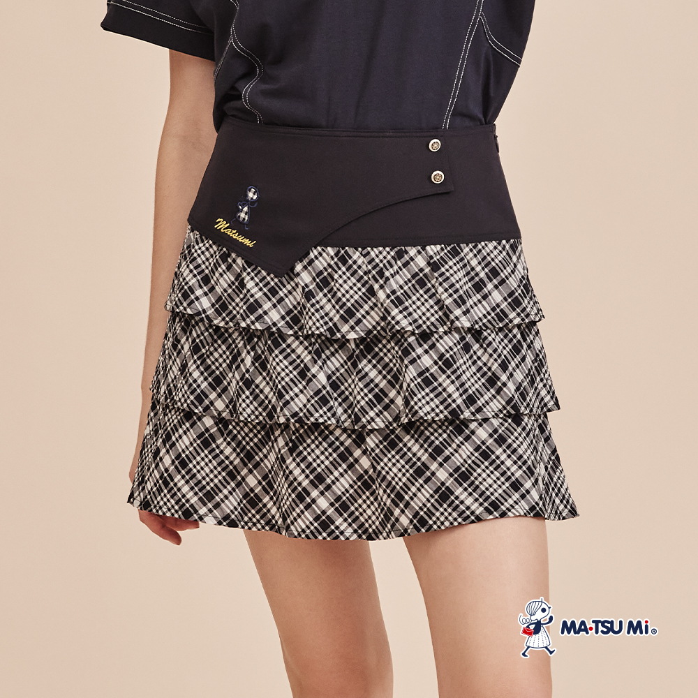 MA‧TSU Mi 經典甜美學院風格紋蛋糕裙(粉紅.深藍)