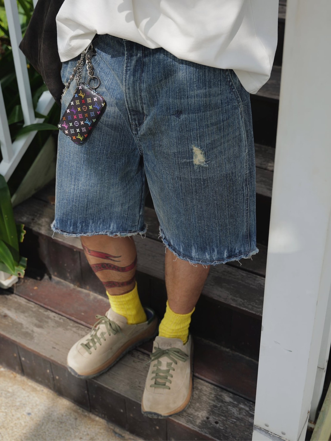 #預購 UNBENT 26SS 復古竹節紗 破壞水洗做舊 寬鬆重磅 牛仔短褲 五分褲