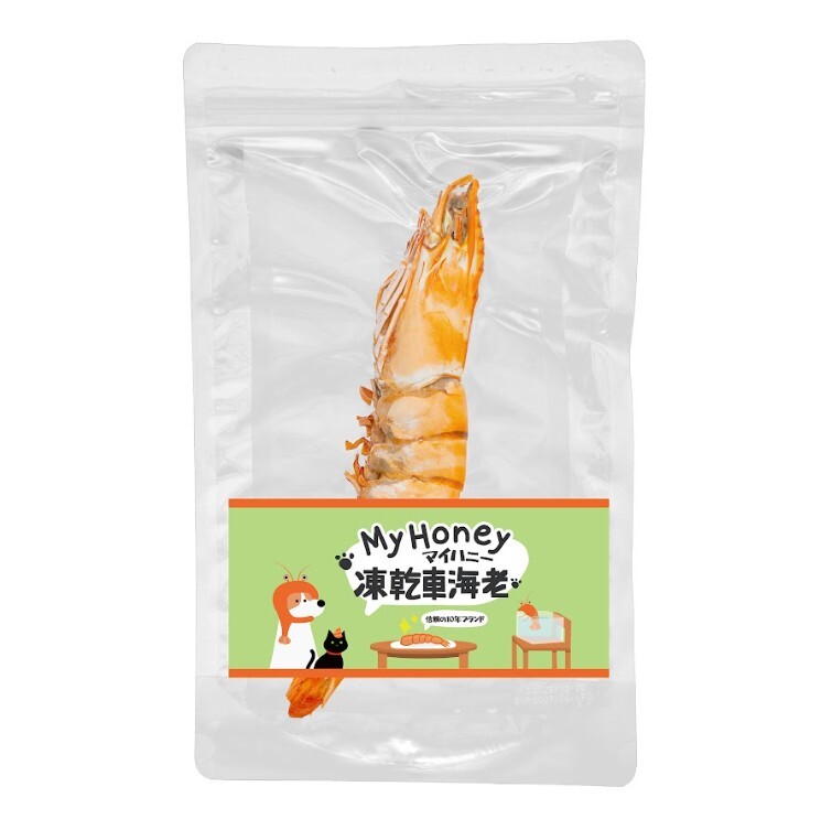 MyHoney 貓狗凍乾小食．凍乾原隻大黑虎蝦1pcs